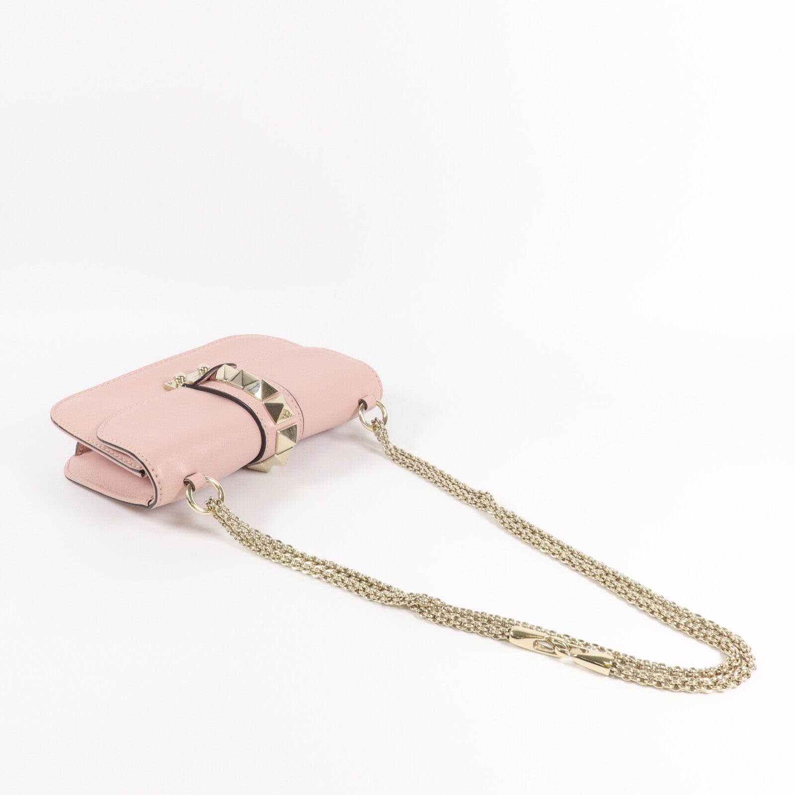 Valentino 牛皮皮革Garavani Glam Lock鏈帶肩背袋