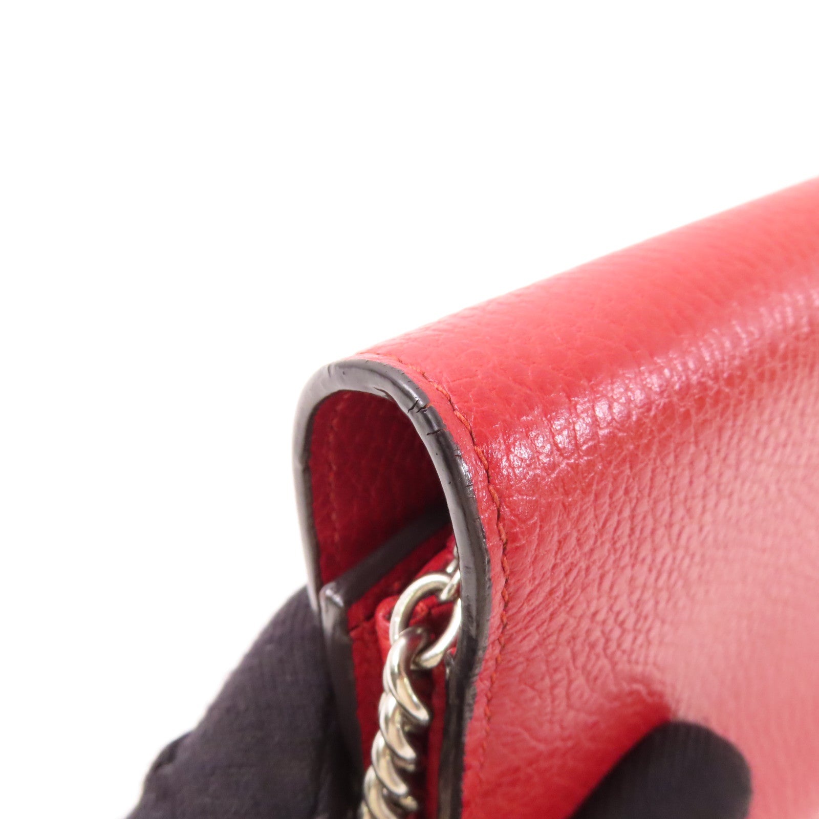 GUCCI GG Dionysus GG Supreme Chain Wallet Shoulder Bag 401231 Calfskin Red