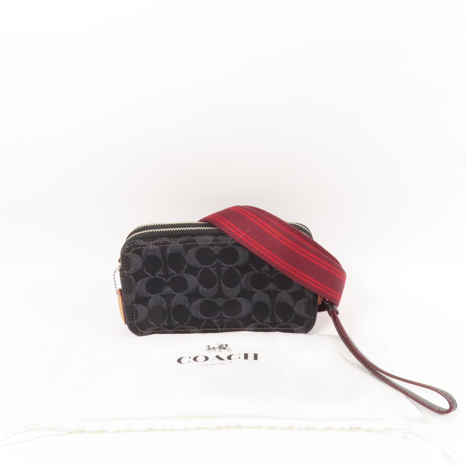 COACH 帆布Shoulder Bag銀扣肩背袋