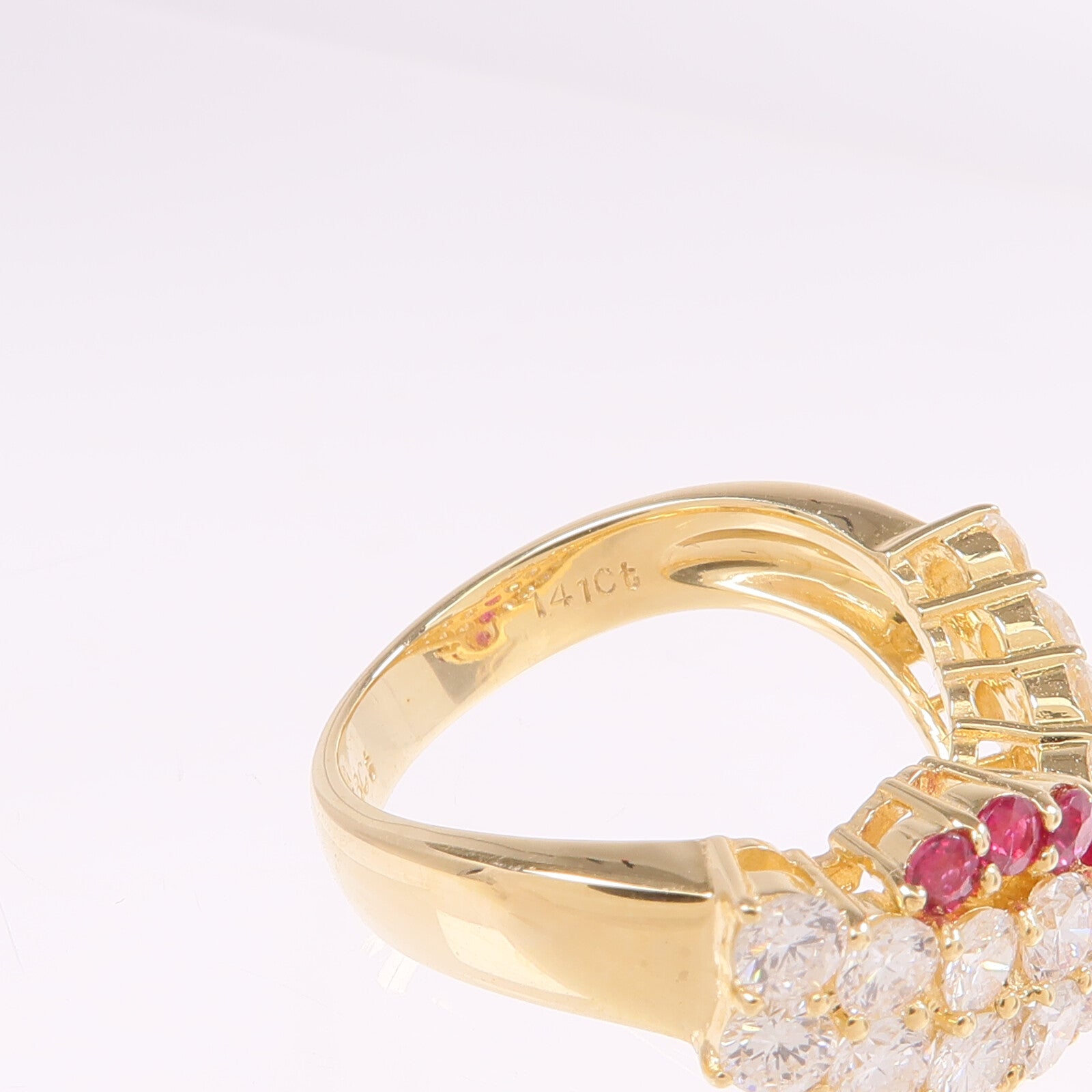 JEWELRY 【激減優惠】18K黃金Ruby Diamond Ring紅寶石/鑽石戒指US#5.5