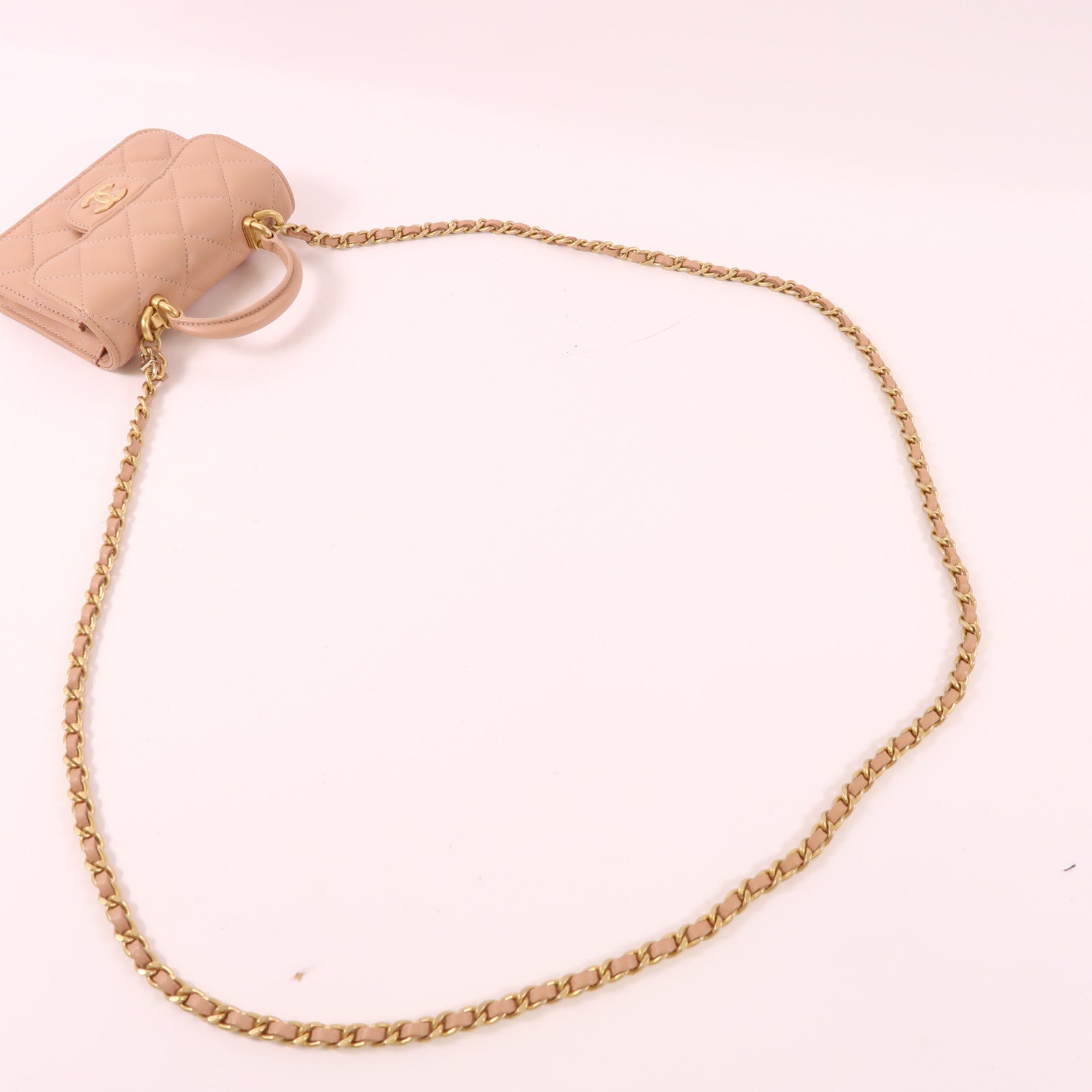 CHANEL 羊皮皮革Mini Top Handle金扣手挽肩背兩用袋