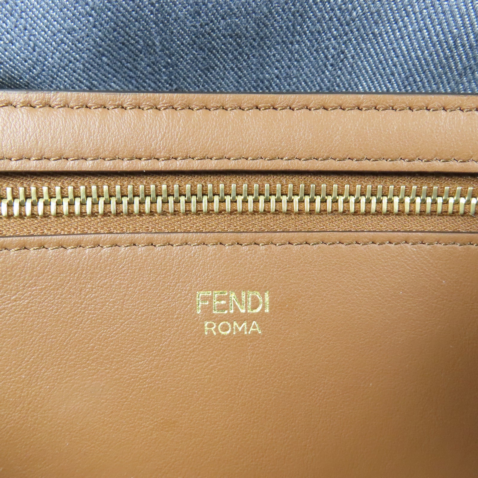 FENDI GHW Small Roll Shoulder Bag 8BH424 AUT4 F1SXQ Denim Blue