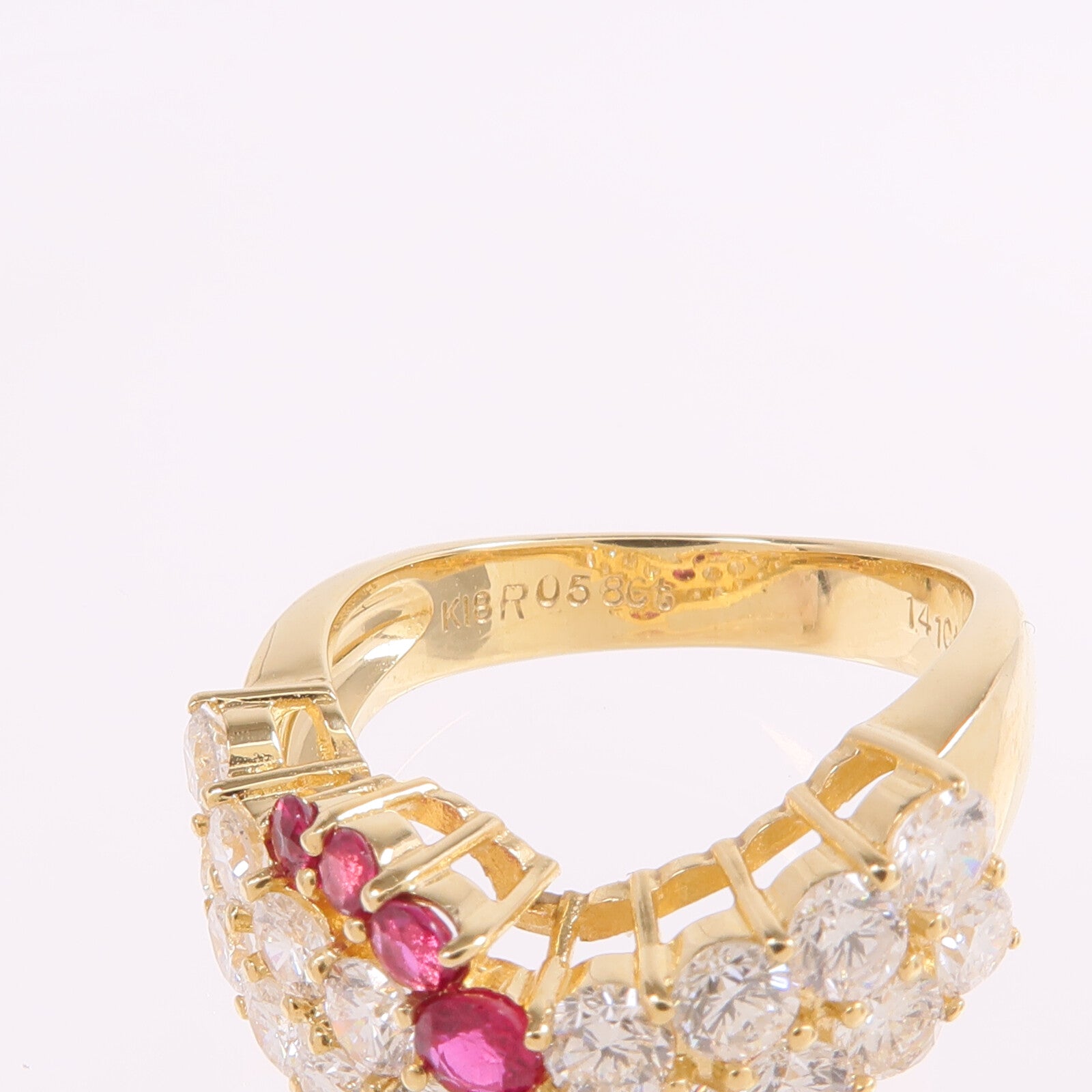 JEWELRY 【激減優惠】18K黃金Ruby Diamond Ring紅寶石/鑽石戒指US#5.5