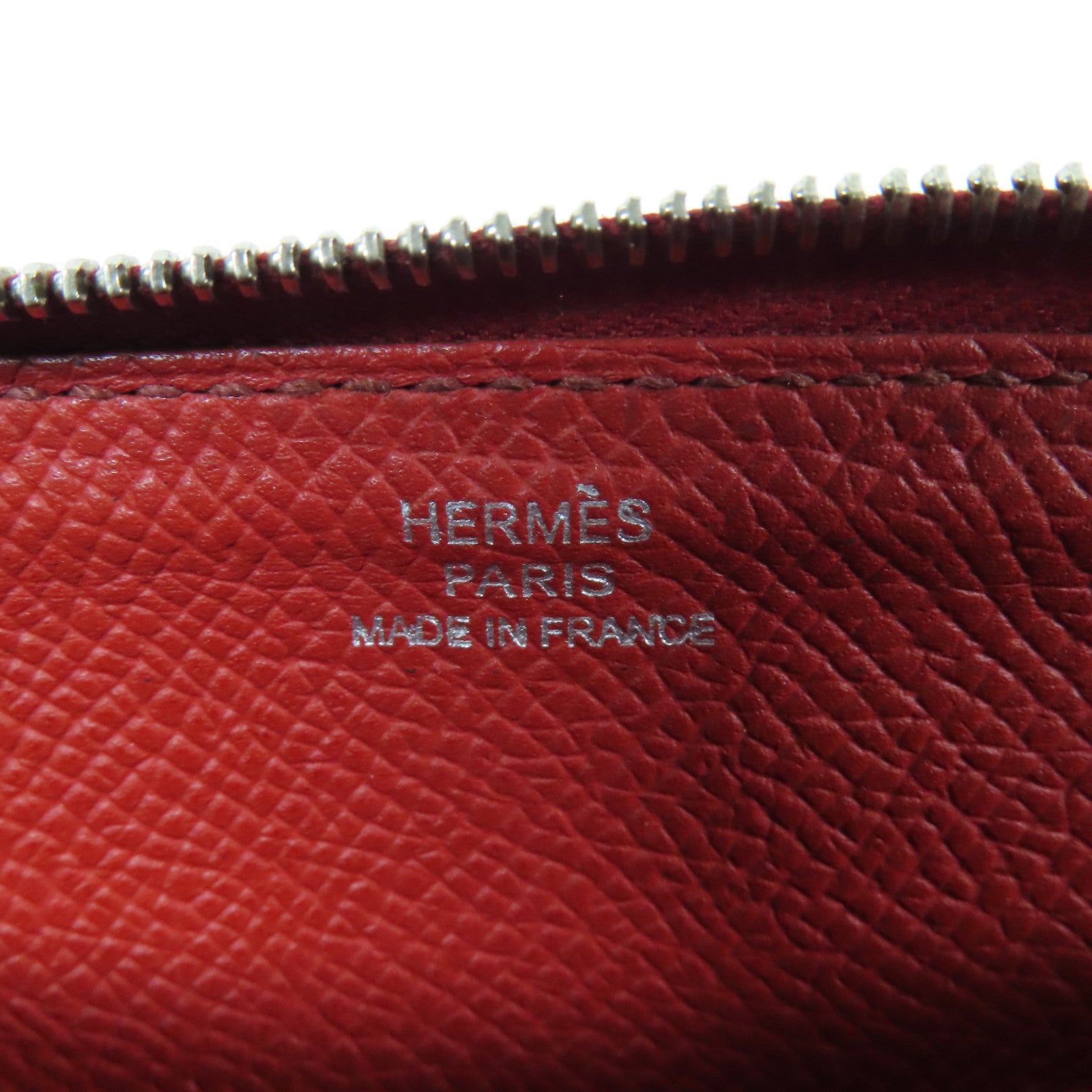 HERMES Epsom皮革Azap Wallet銀扣長錢包Rouge