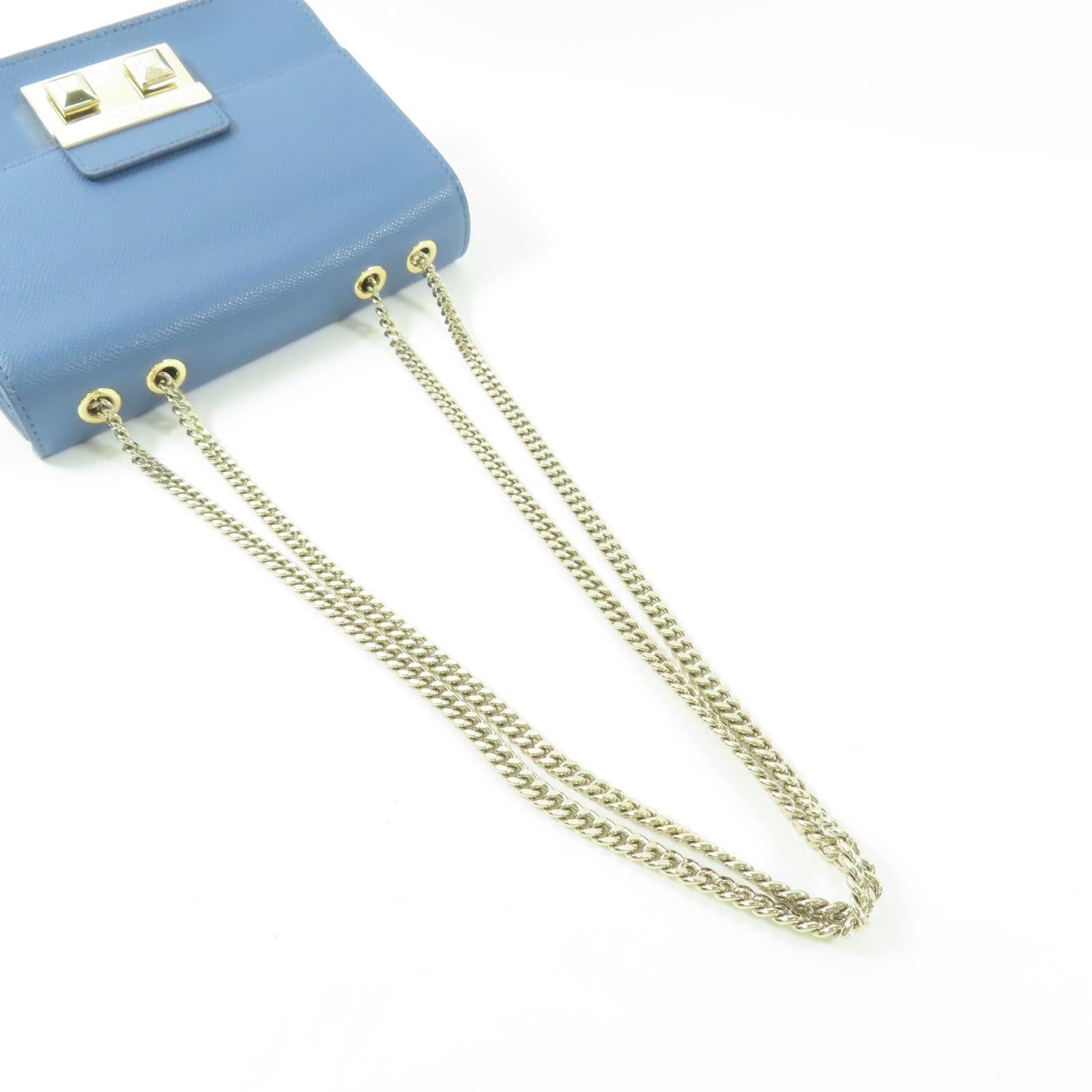 Furla 牛皮皮革Chain Shoulder金扣鏈帶肩背袋