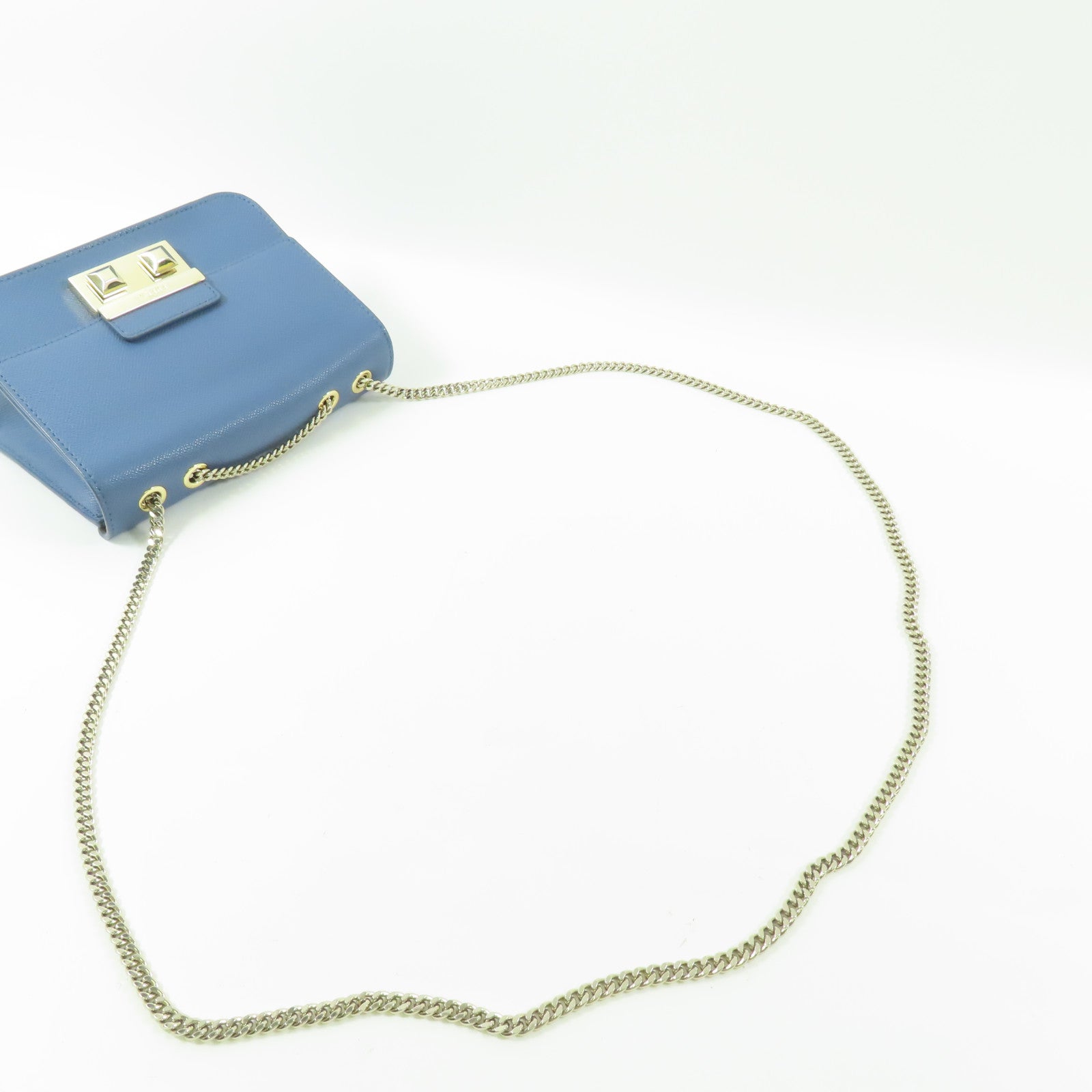 Furla 牛皮皮革Chain Shoulder金扣鏈帶肩背袋