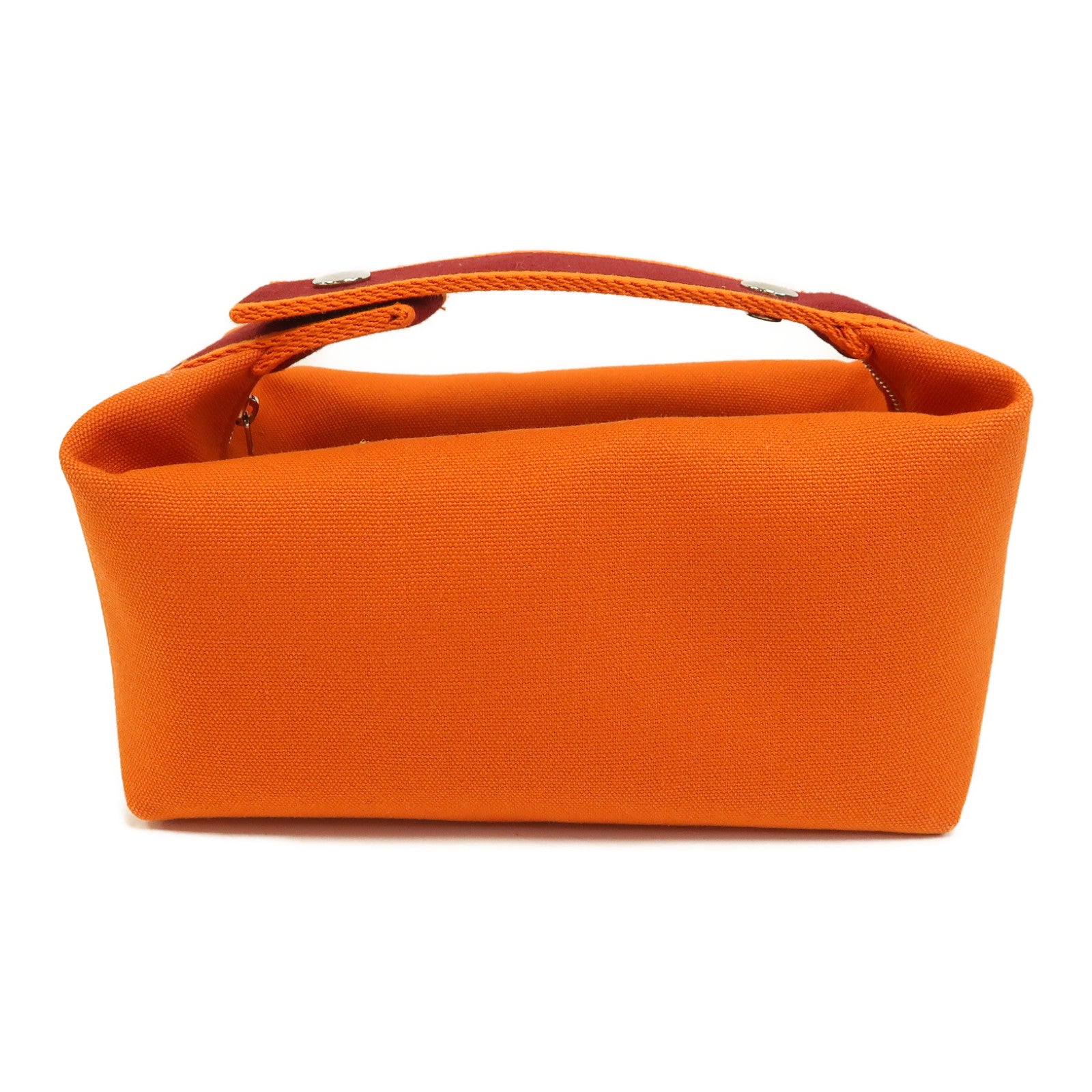 HERMES 帆布Brac-Case銀扣手挽袋橙色