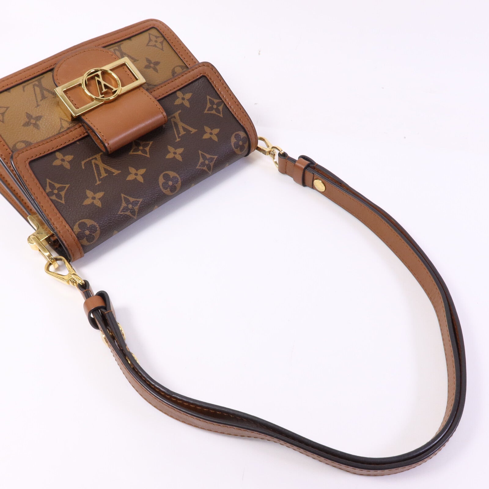 LOUIS VUITTON Monogram Reverse Mini Dauphine金扣肩背袋