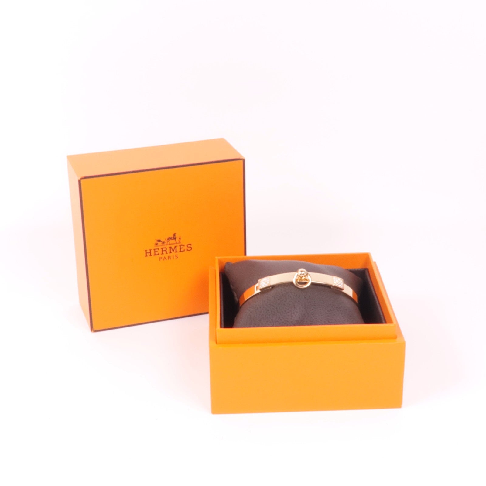 HERMES Collier de Chien Bracelet H115407B Diamond 18K Pink Gold Hermes#48