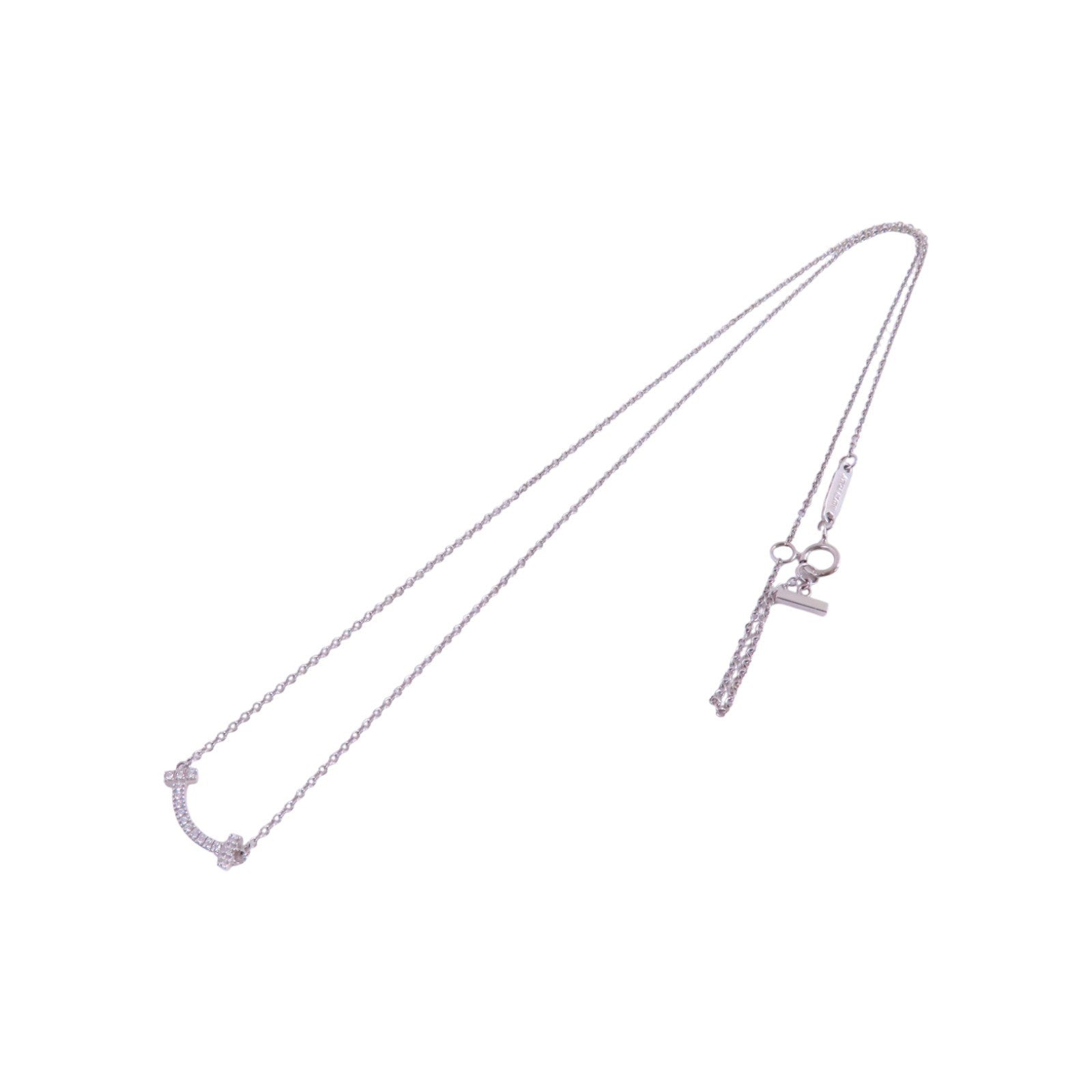 TIFFANY＆CO 18K白金/鑽石Tiffany T Diamond Necklace項鏈