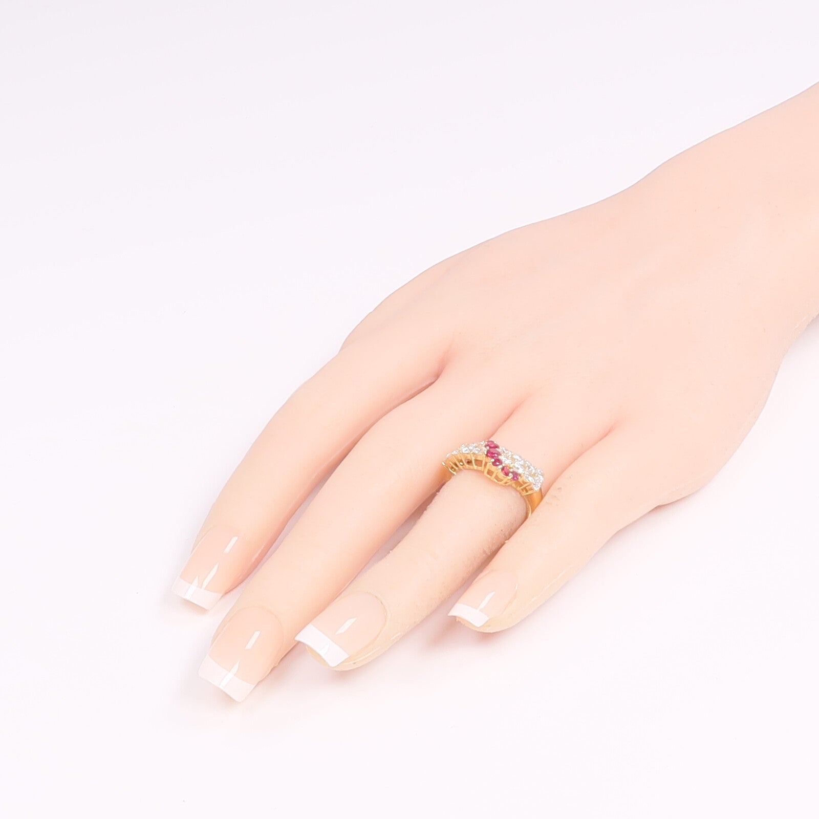 JEWELRY 【激減優惠】18K黃金Ruby Diamond Ring紅寶石/鑽石戒指US#5.5