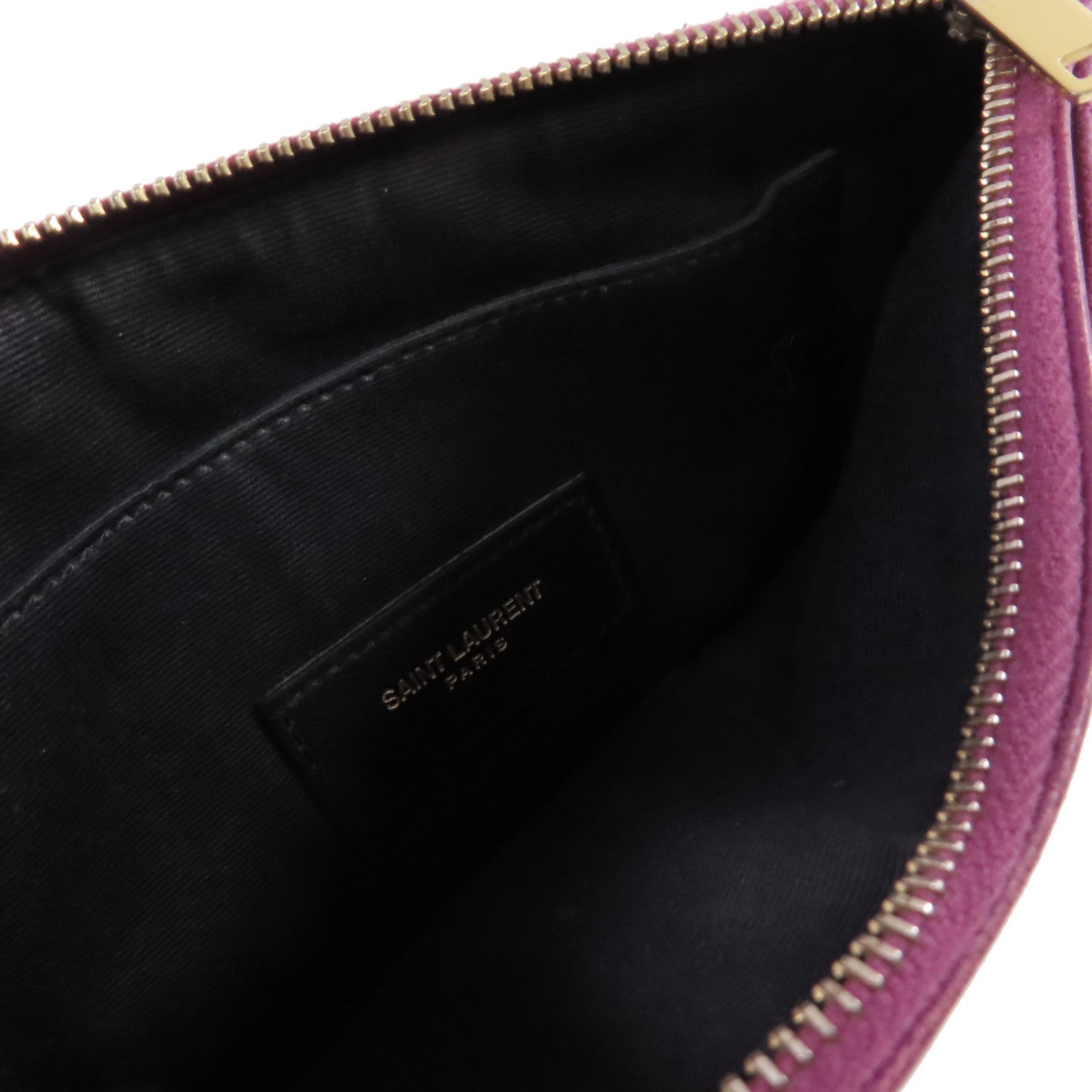 SAINT LAURENT 斜紋牛皮皮革Card Pouch金扣手拿包紫色