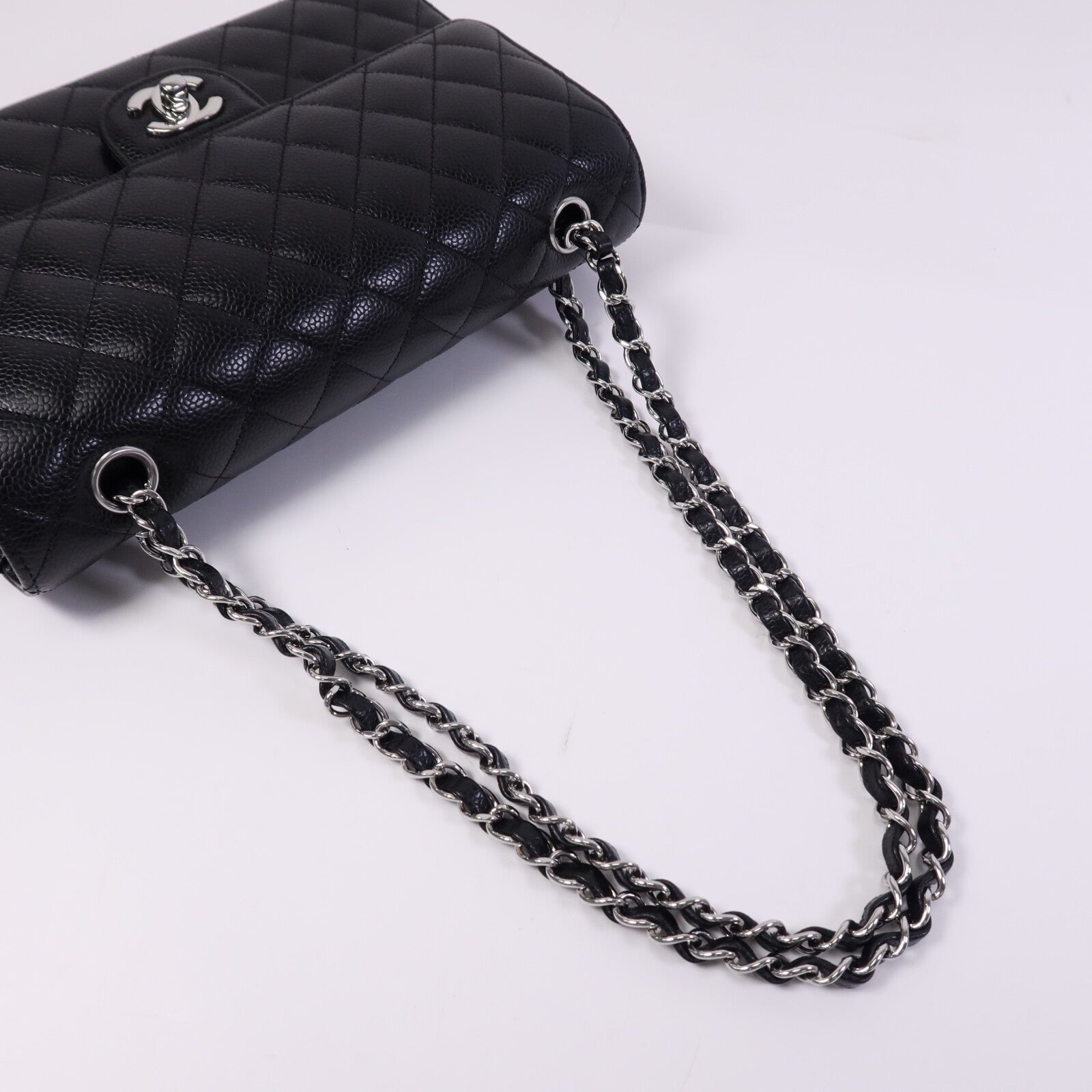 CHANEL 牛皮皮革Classic 25銀扣鏈帶肩背袋