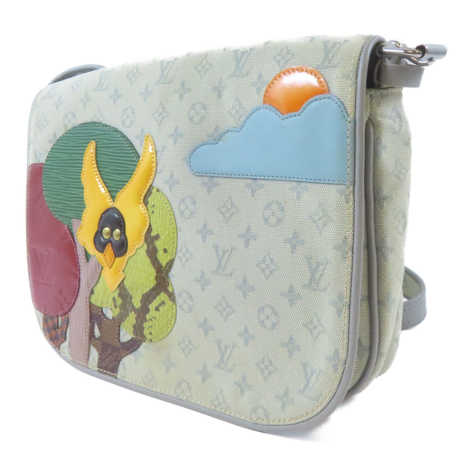 LOUIS VUITTON Monogram Mini Musette Comte De Fe銀扣肩背袋灰色/米白色