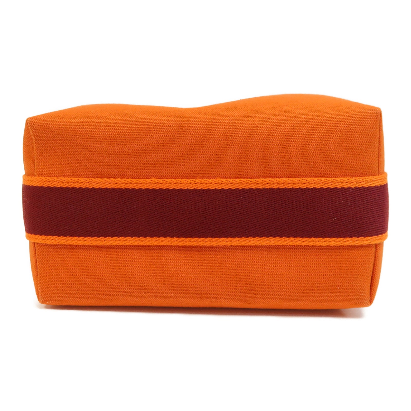 HERMES 帆布Brac-Case銀扣手挽袋橙色