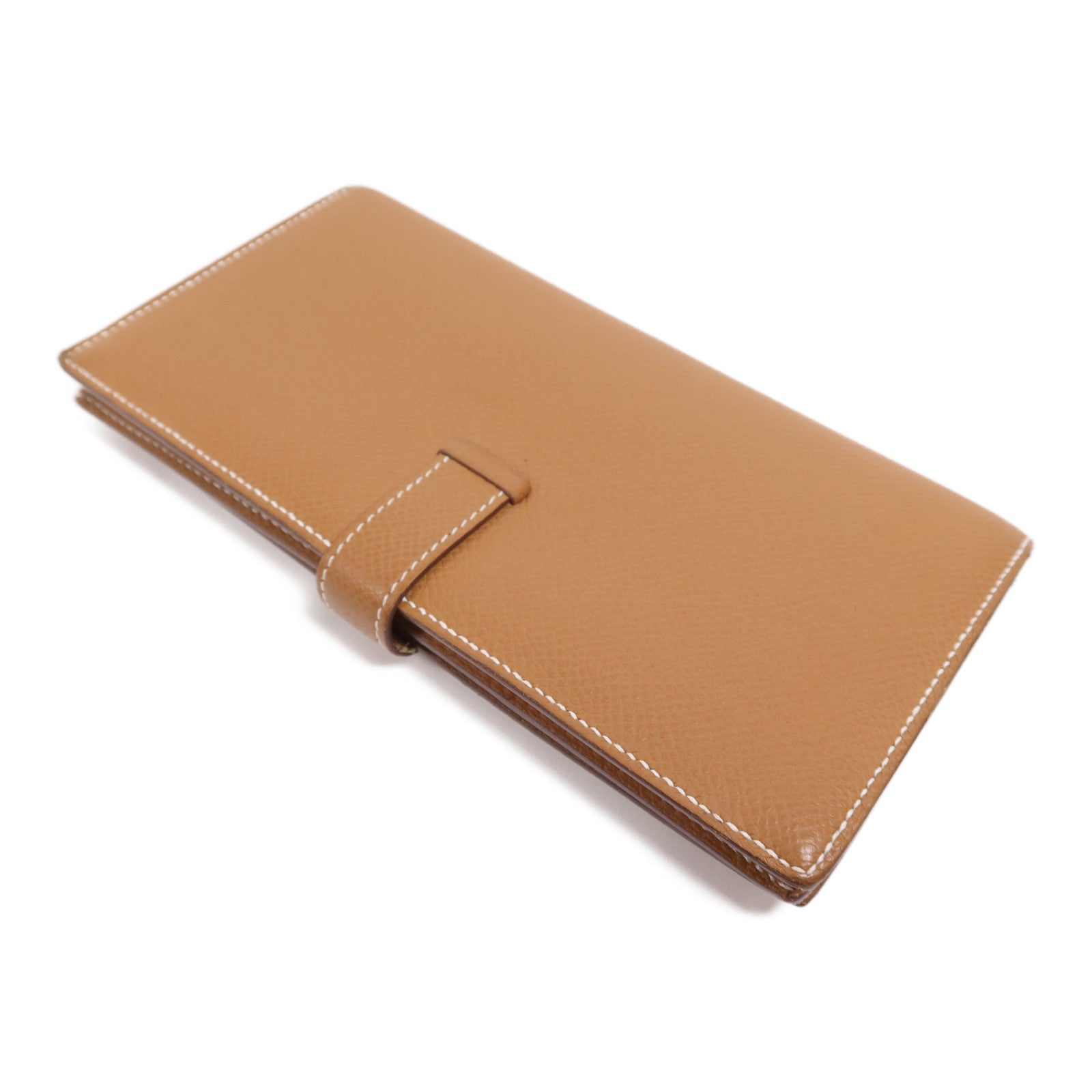 HERMES 【激減優惠】Epsom皮革Bearn W Snap Wallet金扣長錢包Gold