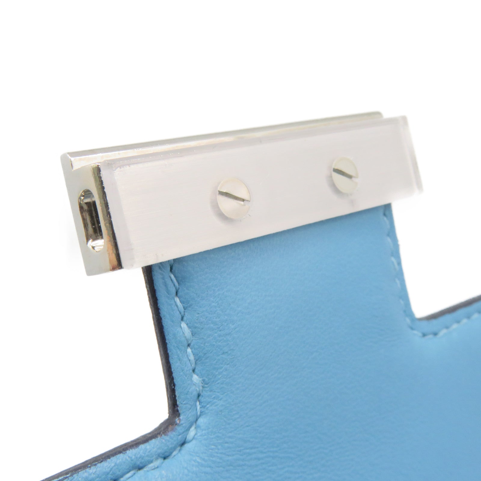 HERMES Epsom皮革Constance 24 Shoulder Bag银扣肩背袋Bleu De Nord蓝色