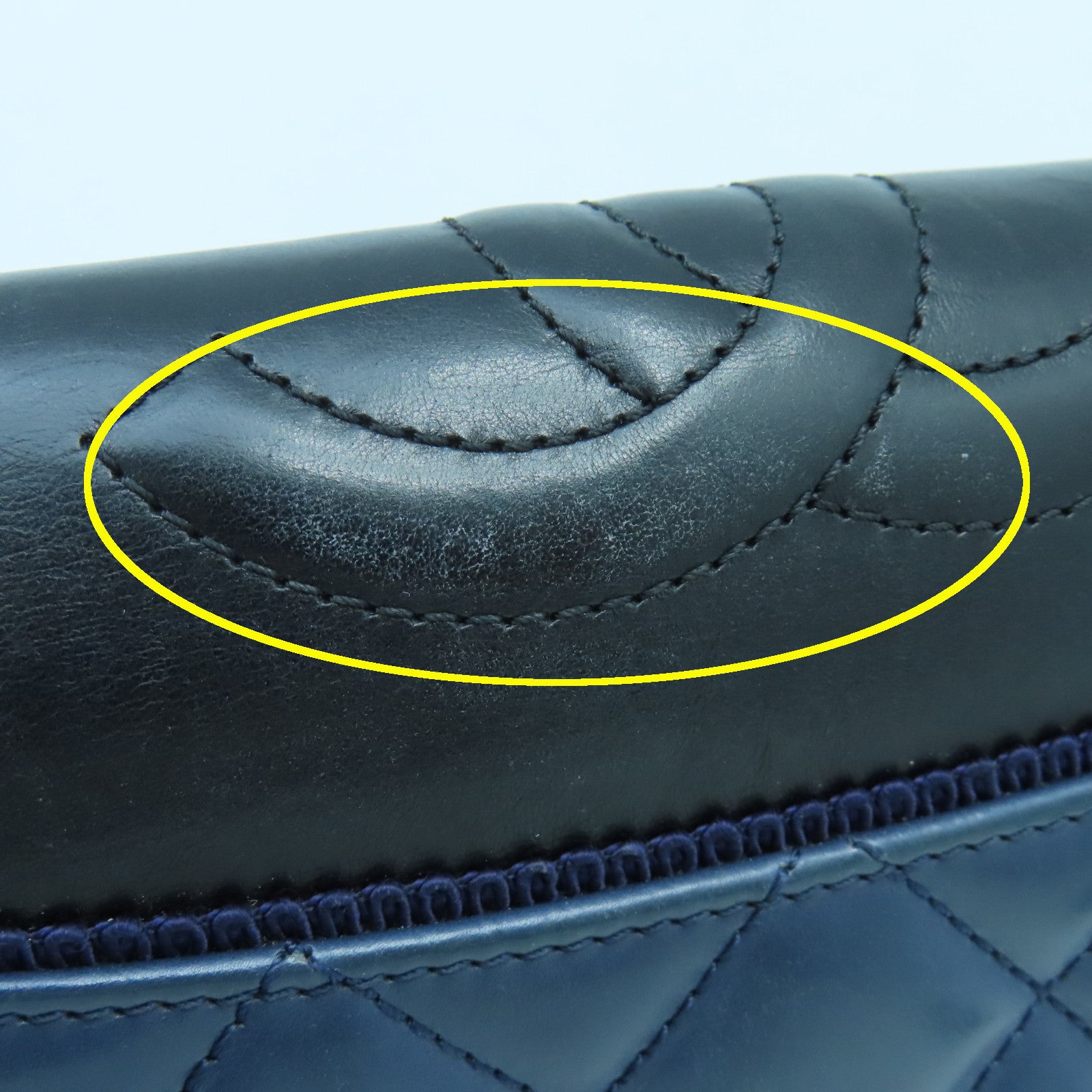 CHANEL 菱格牛皮皮革Chain Shoulder銀扣鏈帶肩背袋藍色