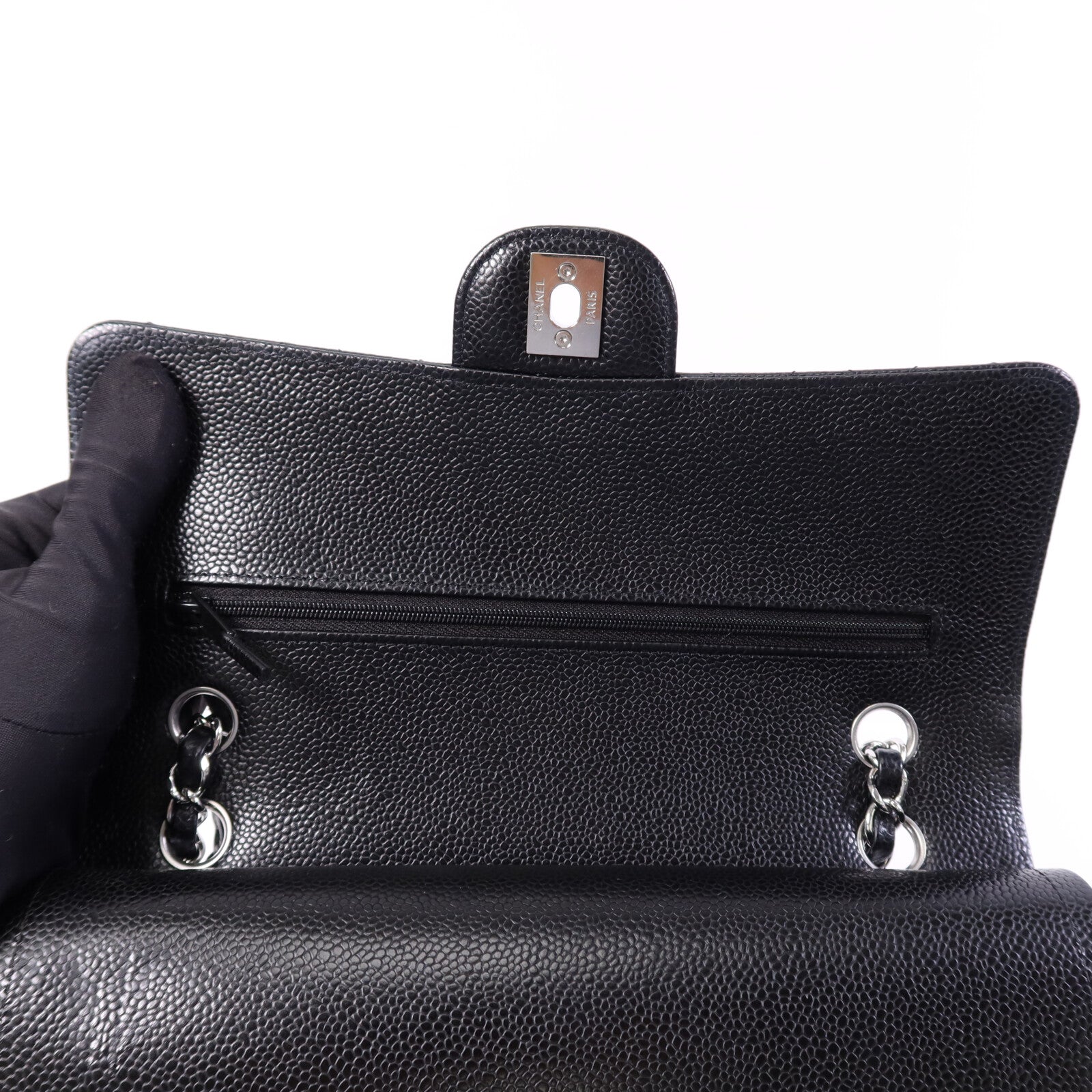 CHANEL 牛皮皮革Classic 25銀扣鏈帶肩背袋