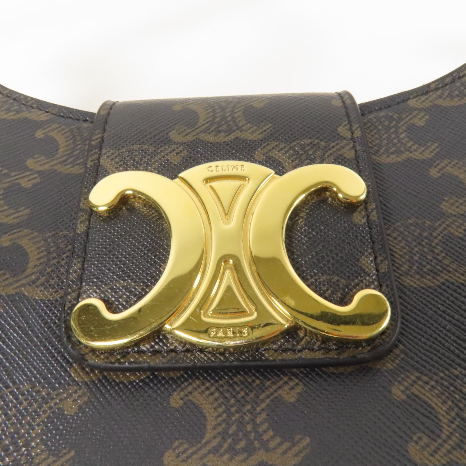 CELINE 塗層帆布AvaTriomphe金扣肩背袋