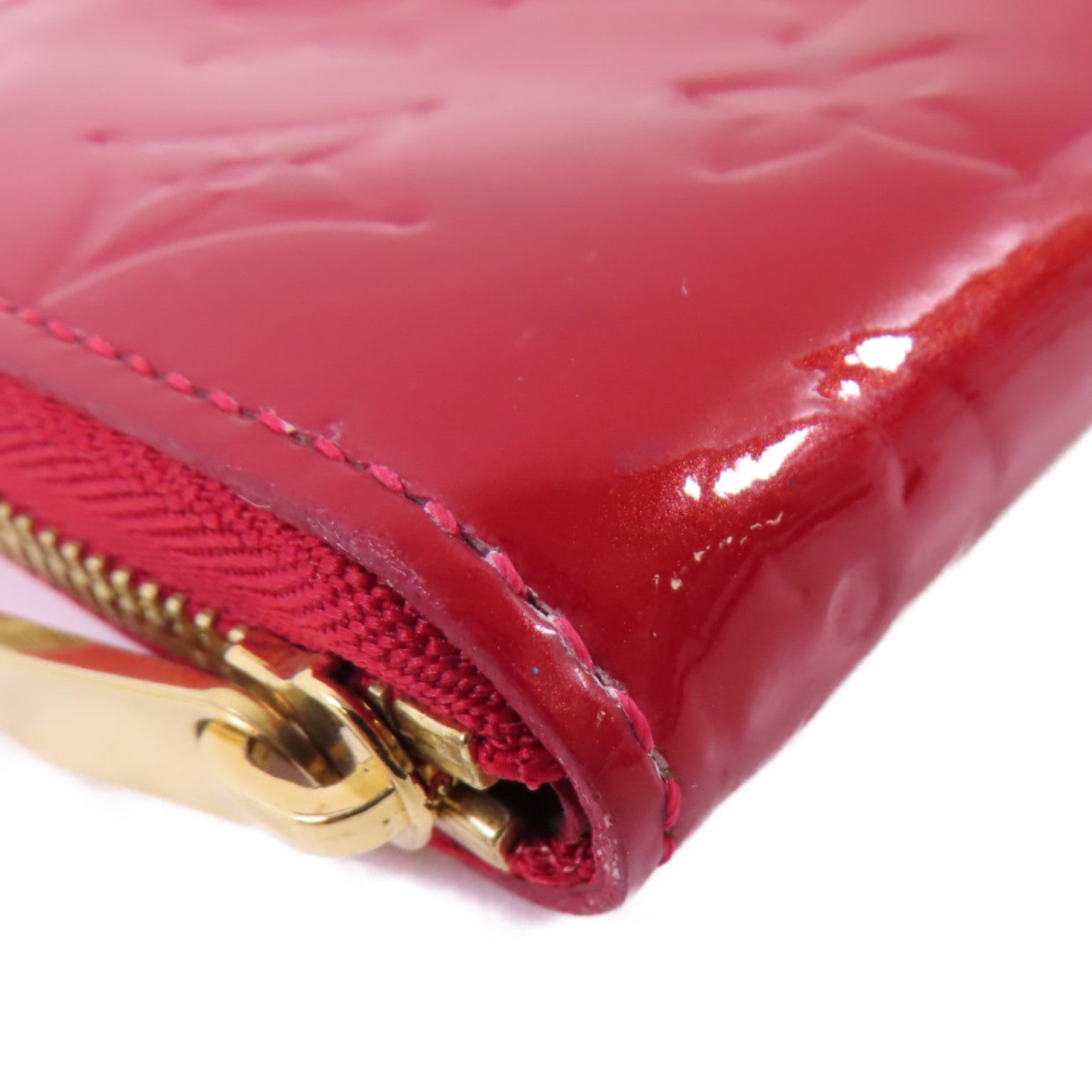 LOUIS VUITTON Monogram Vernis Zippy Coin Purse金扣拉鏈零錢包紅色