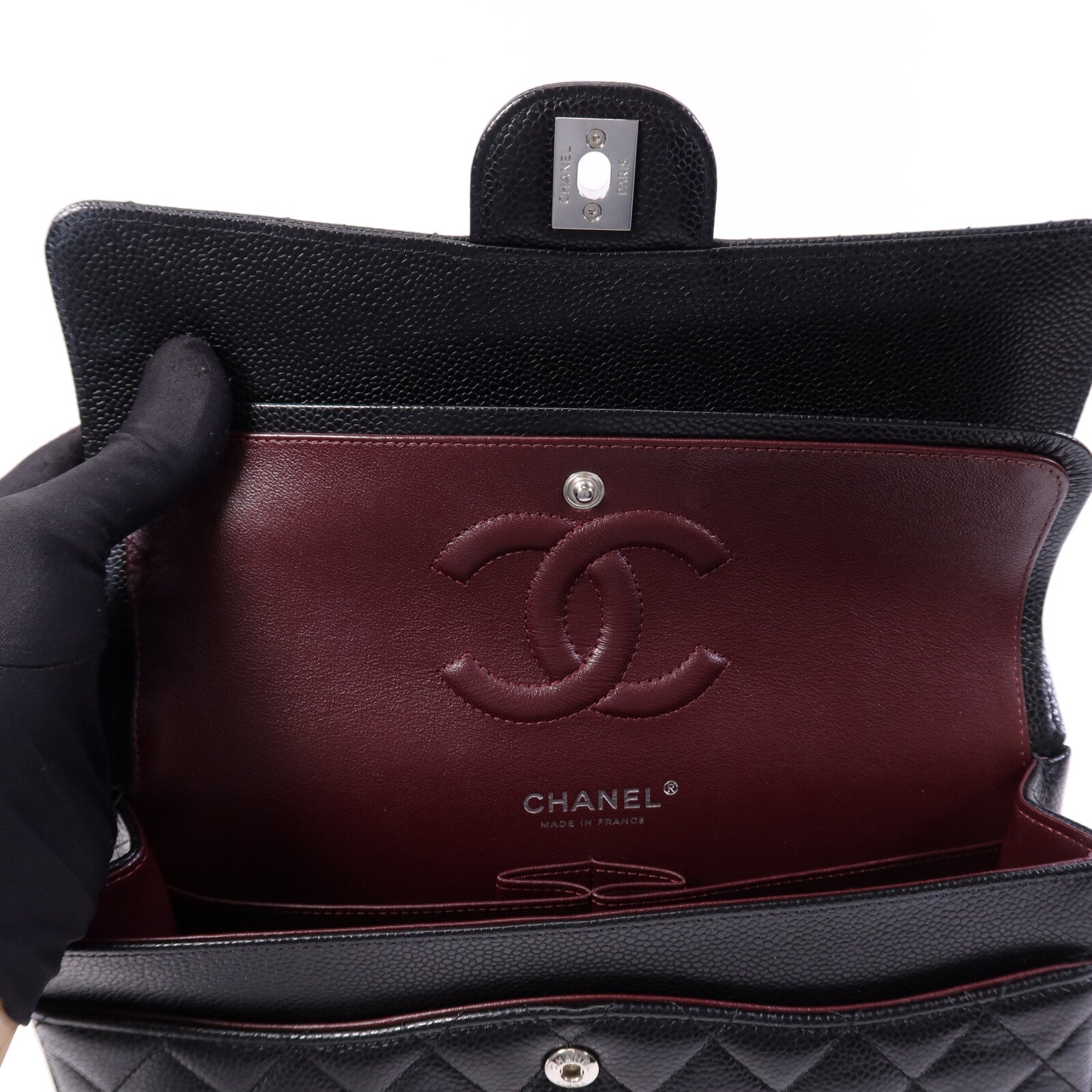 CHANEL 牛皮皮革Classic 25銀扣鏈帶肩背袋