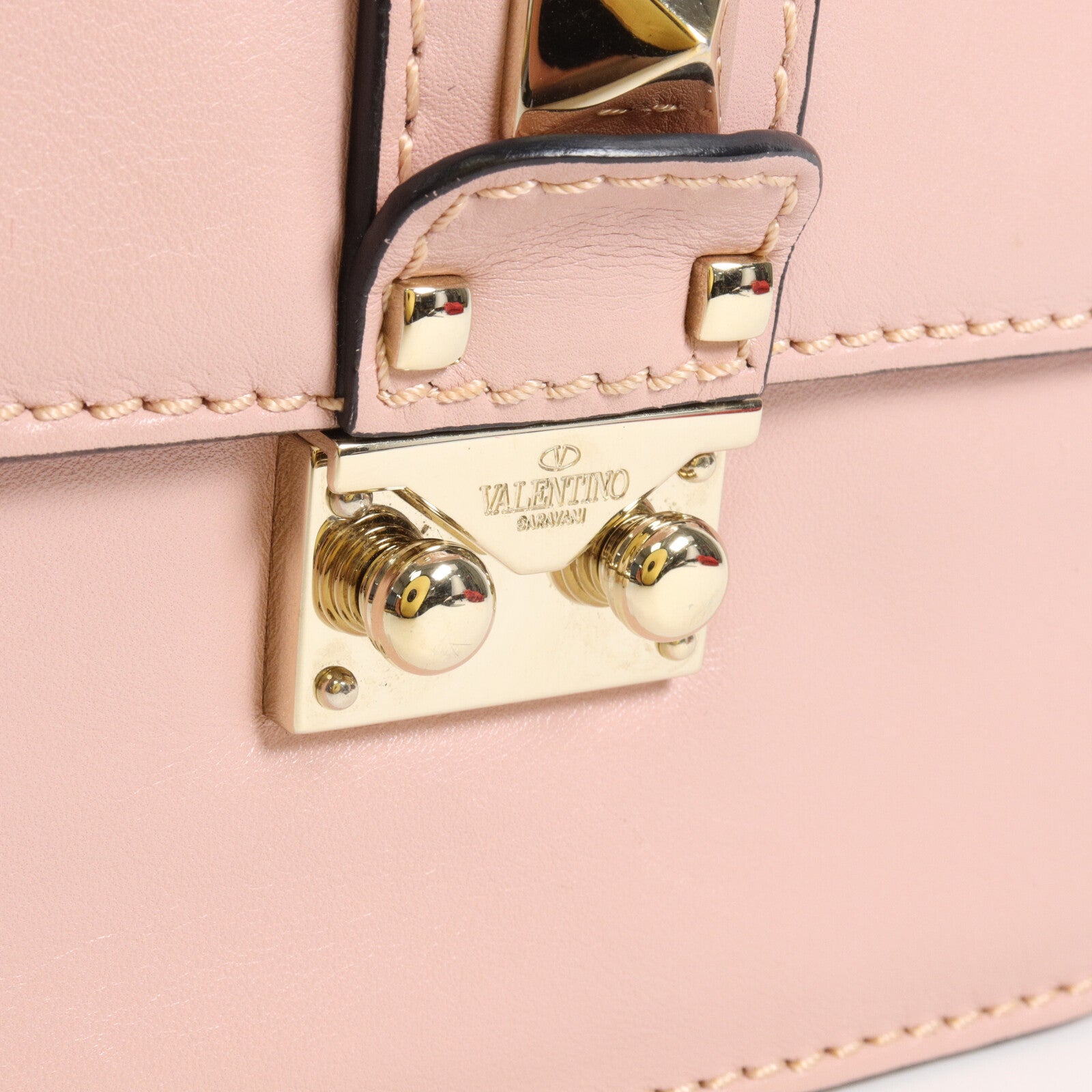 Valentino 牛皮皮革Garavani Glam Lock鏈帶肩背袋