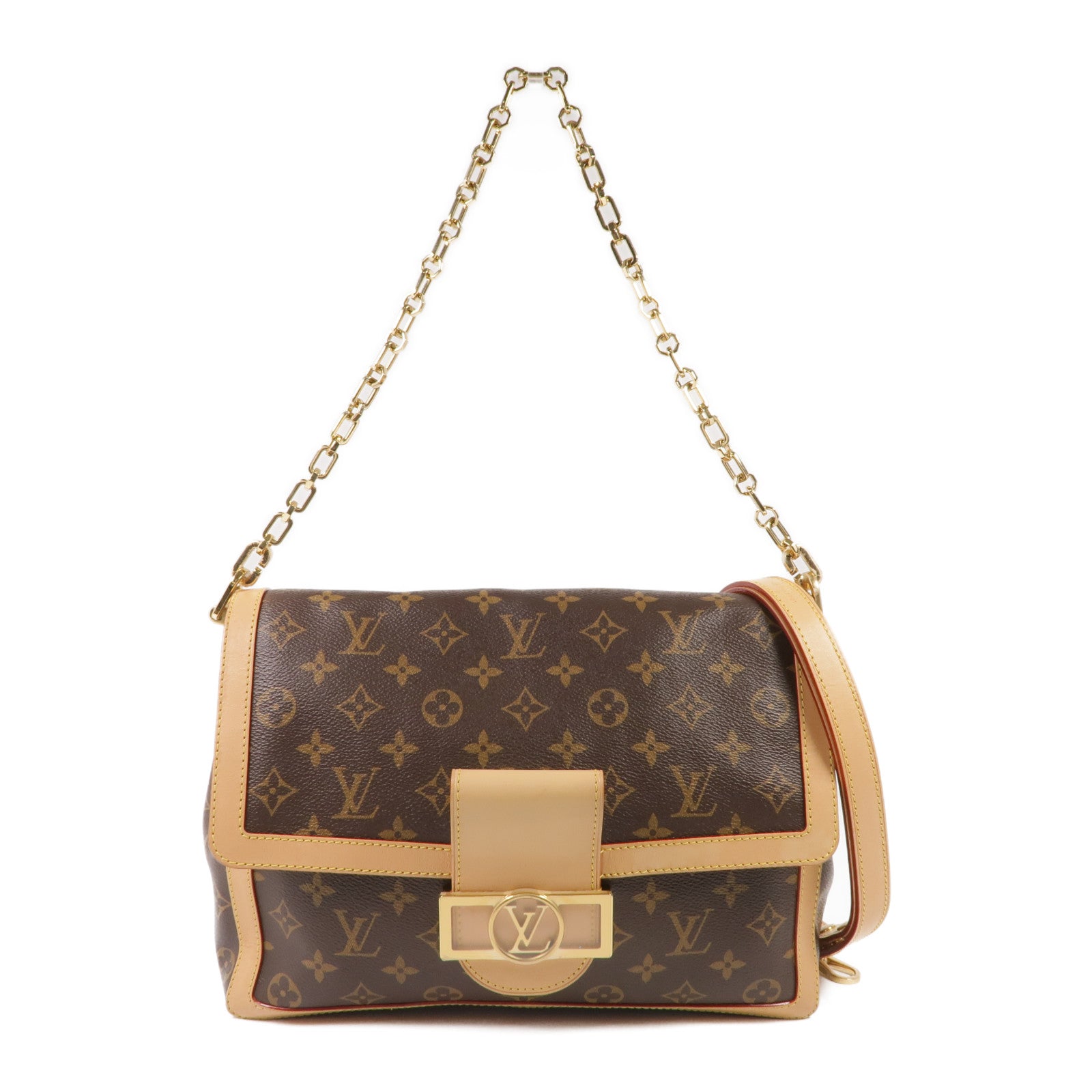LOUIS VUITTON Monogram Dauphine Soft GM金扣手挽肩背兩用袋棕色