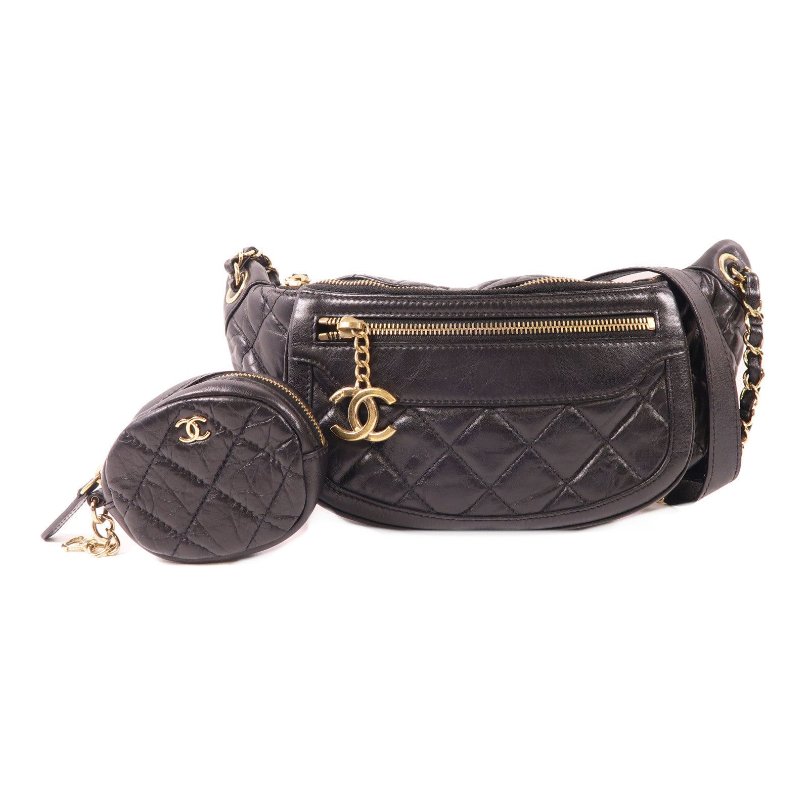 CHANEL 牛皮皮革Waist Bag金扣腰包