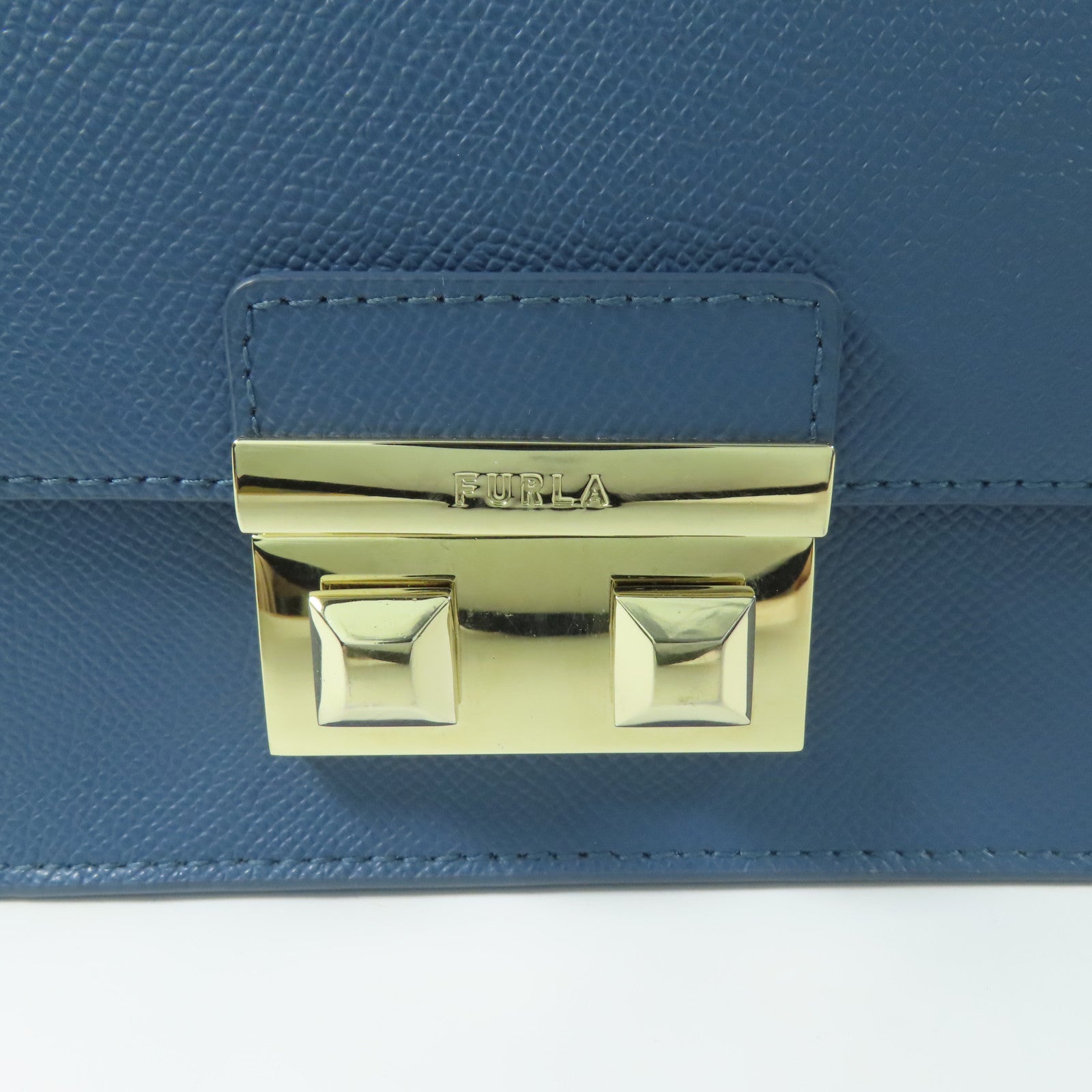 Furla 牛皮皮革Chain Shoulder金扣鏈帶肩背袋