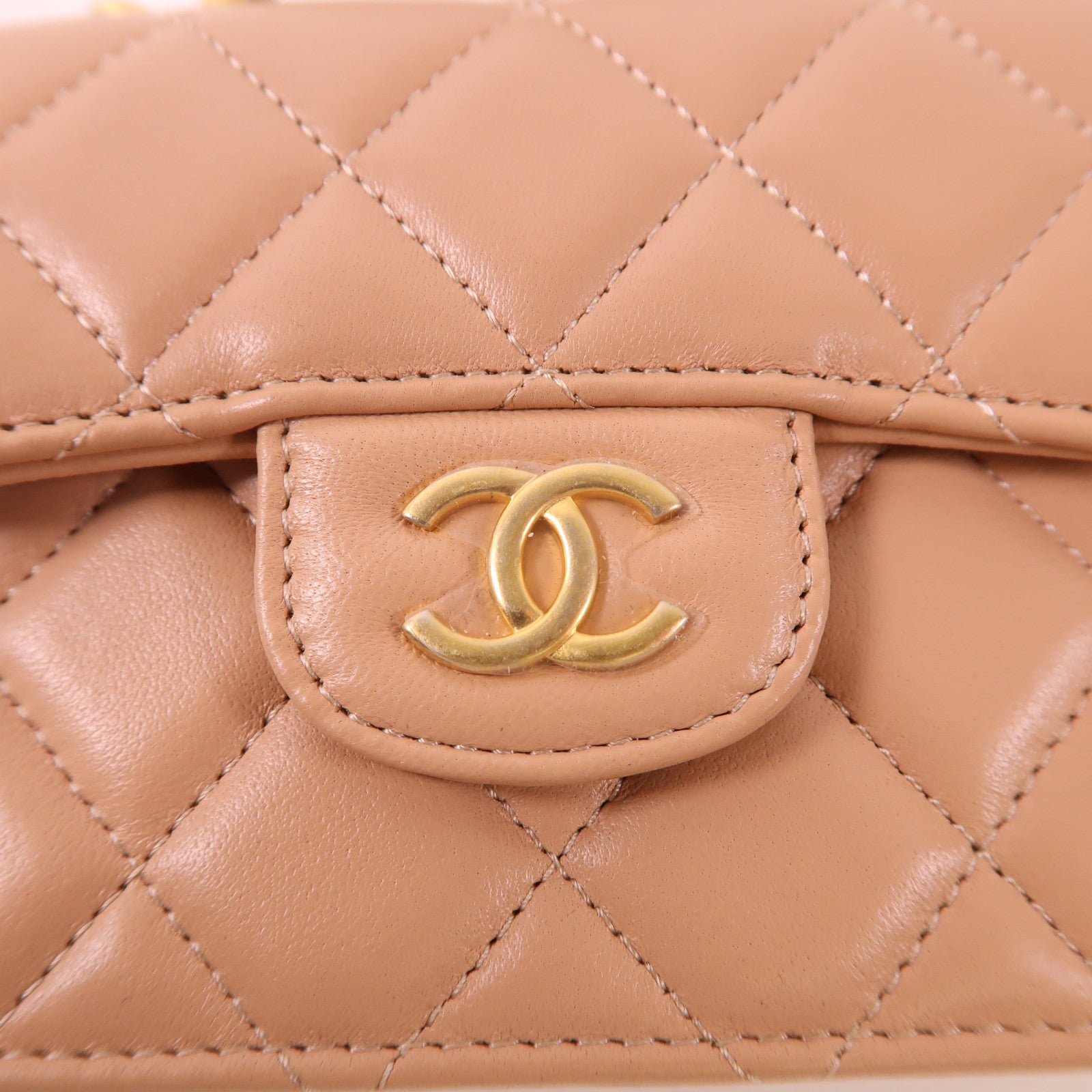 CHANEL 羊皮皮革Mini Top Handle金扣手挽肩背兩用袋