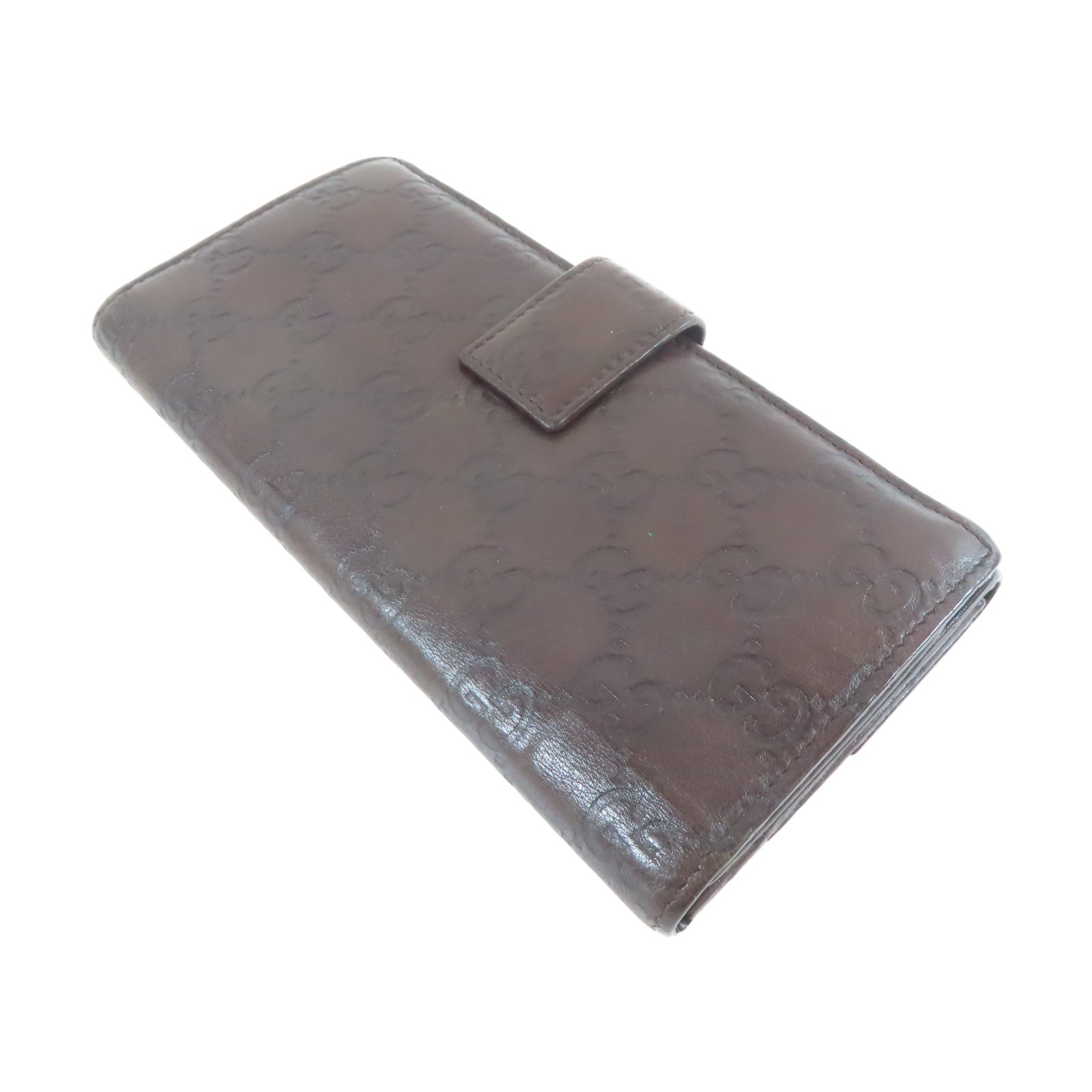 GUCCI 牛皮皮革Long Wallet銀扣長錢包啡色