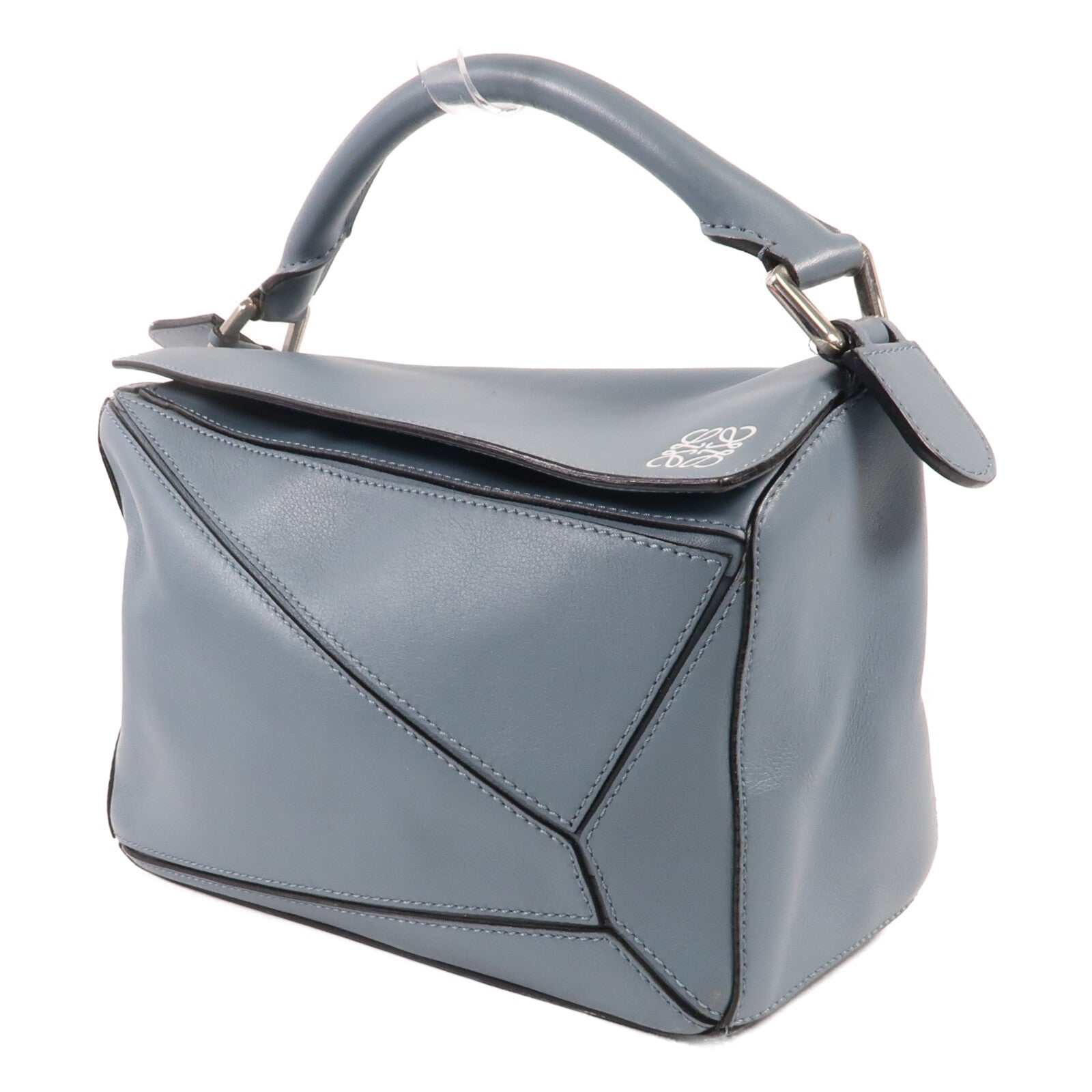 LOEWE 牛皮皮革Puzzle Small銀扣手挽肩背兩用袋