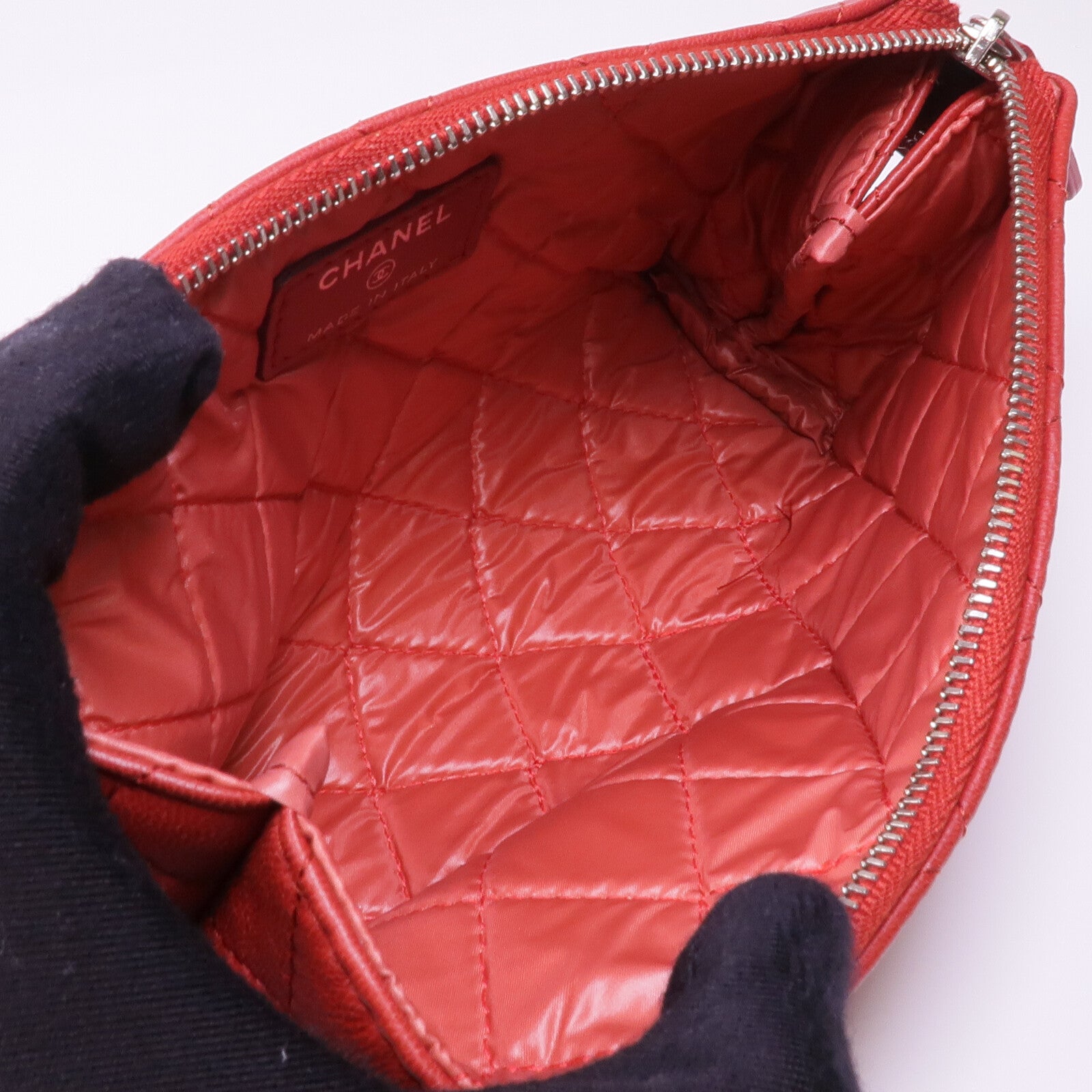 CHANEL 羊皮皮革Clutch Bag銀扣手拿包