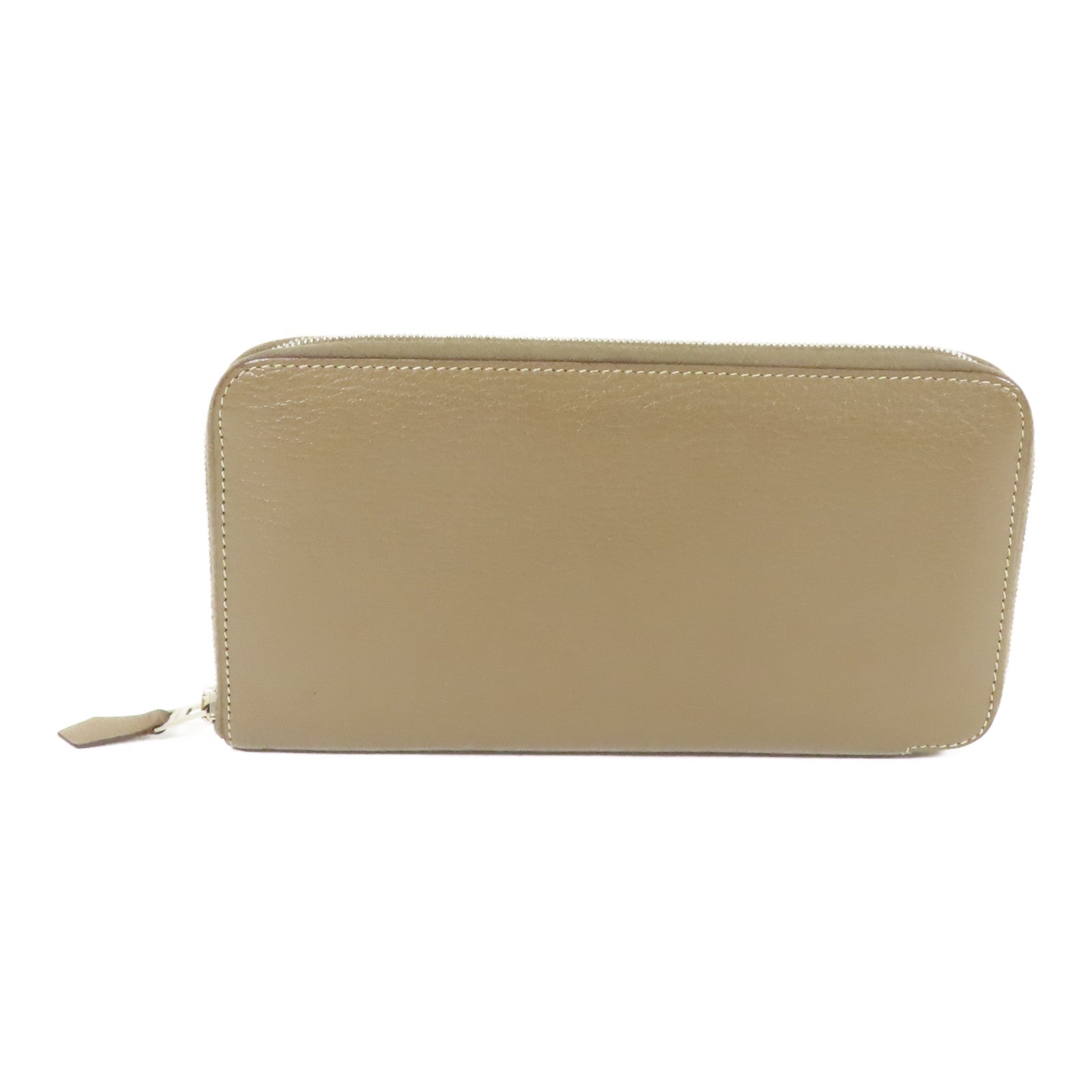 HERMES Chevre皮革Azap Wallet銀扣長錢包Etoupe