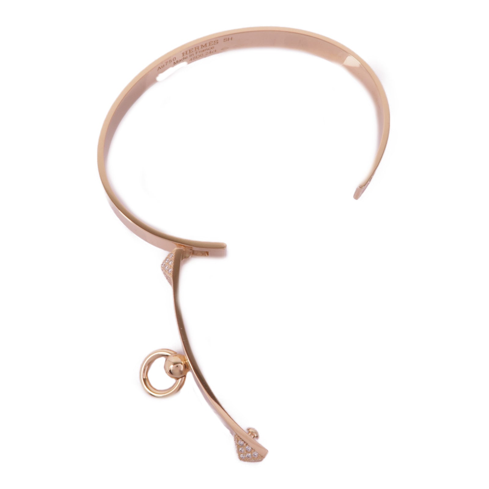 HERMES Collier de Chien Bracelet H115407B Diamond 18K Pink Gold Hermes#48