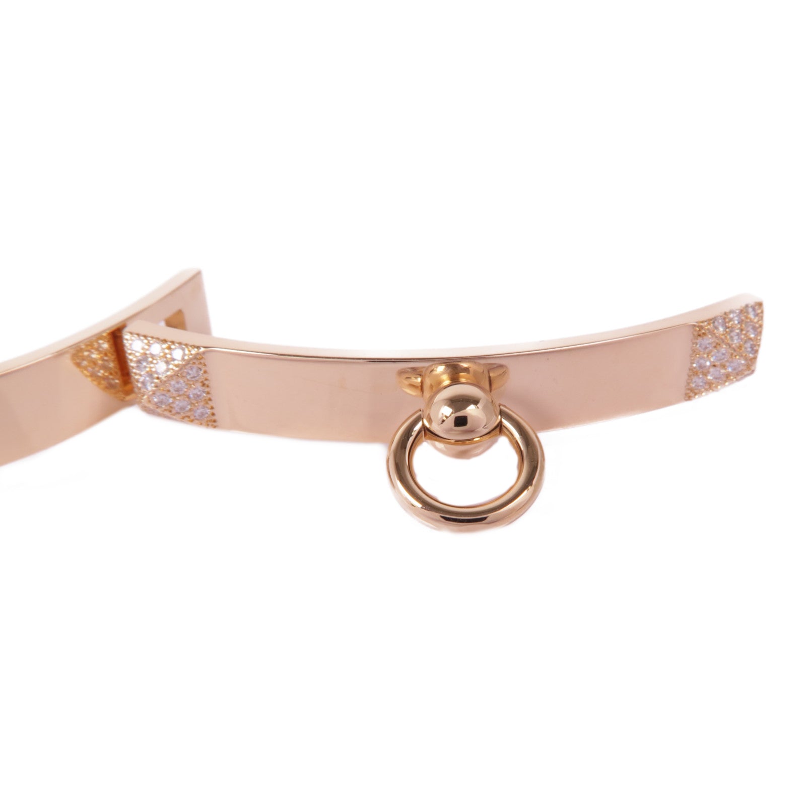 HERMES Collier de Chien Bracelet H115407B Diamond 18K Pink Gold Hermes#48