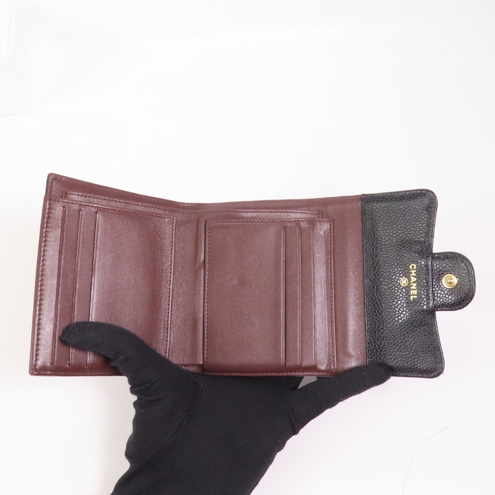 CHANEL 牛皮皮革Wallet金扣錢包