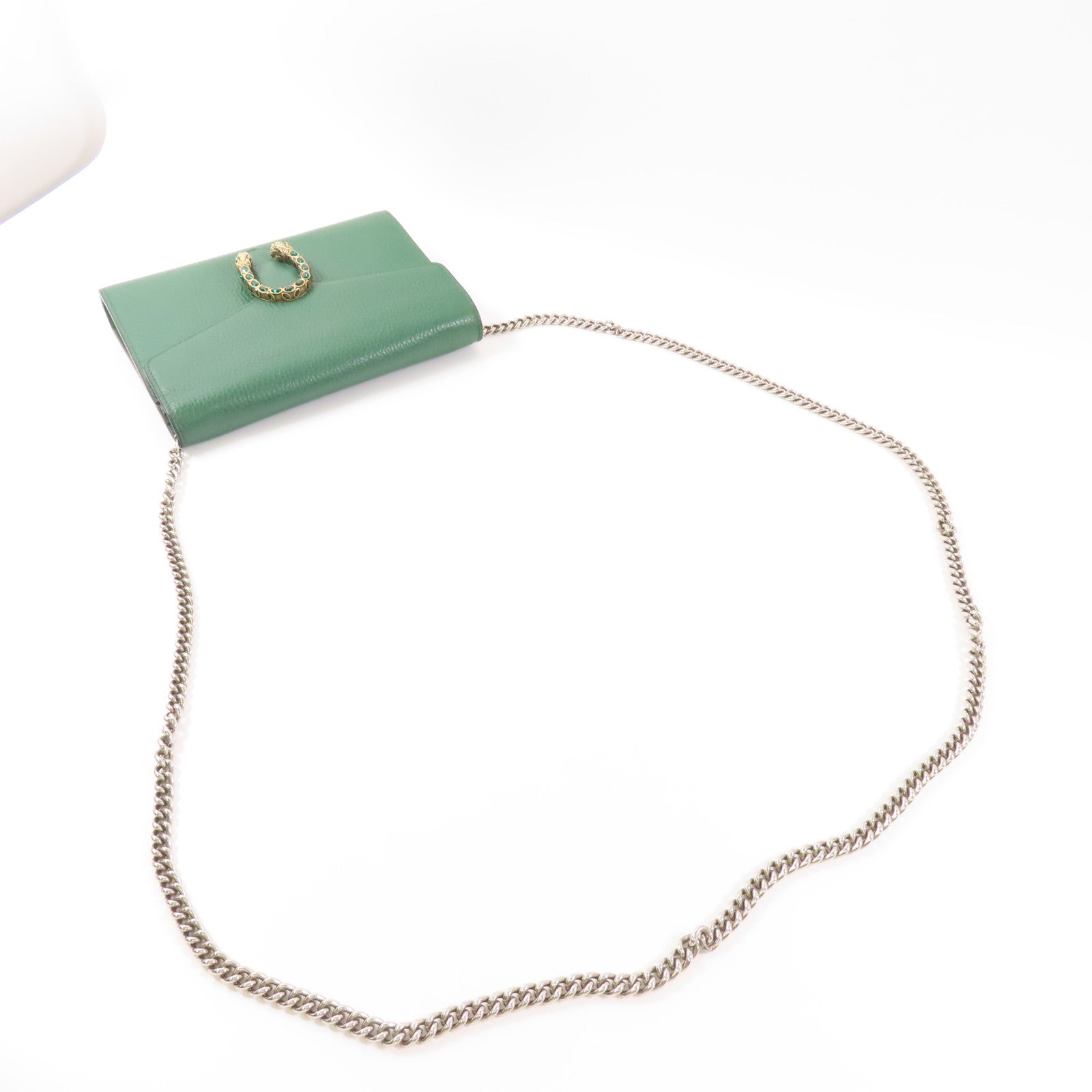 GUCCI GG Dionysus Chain Wallet Chain Shoulder Bag 401231 Calfskin Leather Green