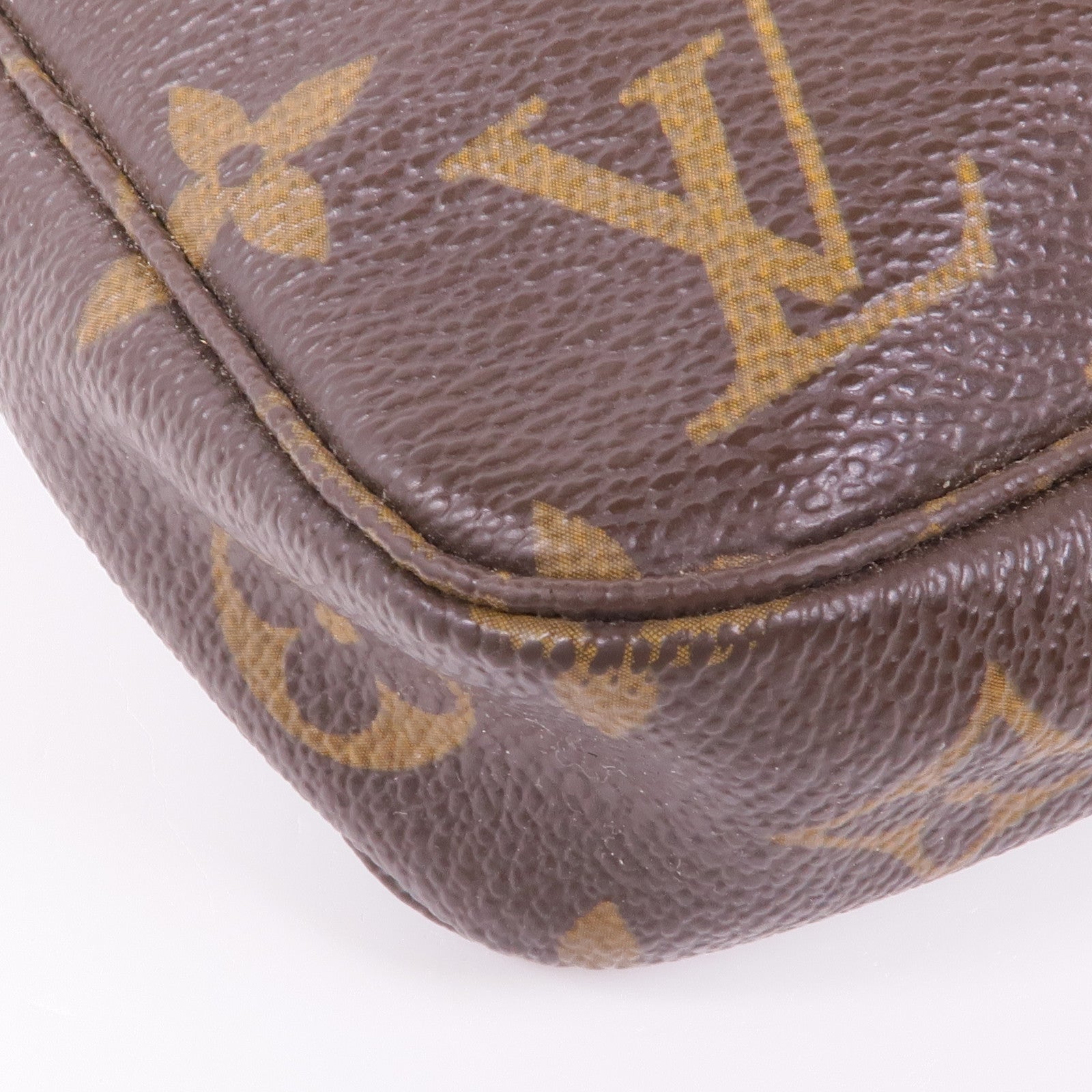 LOUIS VUITTON Monogram Pochette Accessoires金扣手挽袋棕色