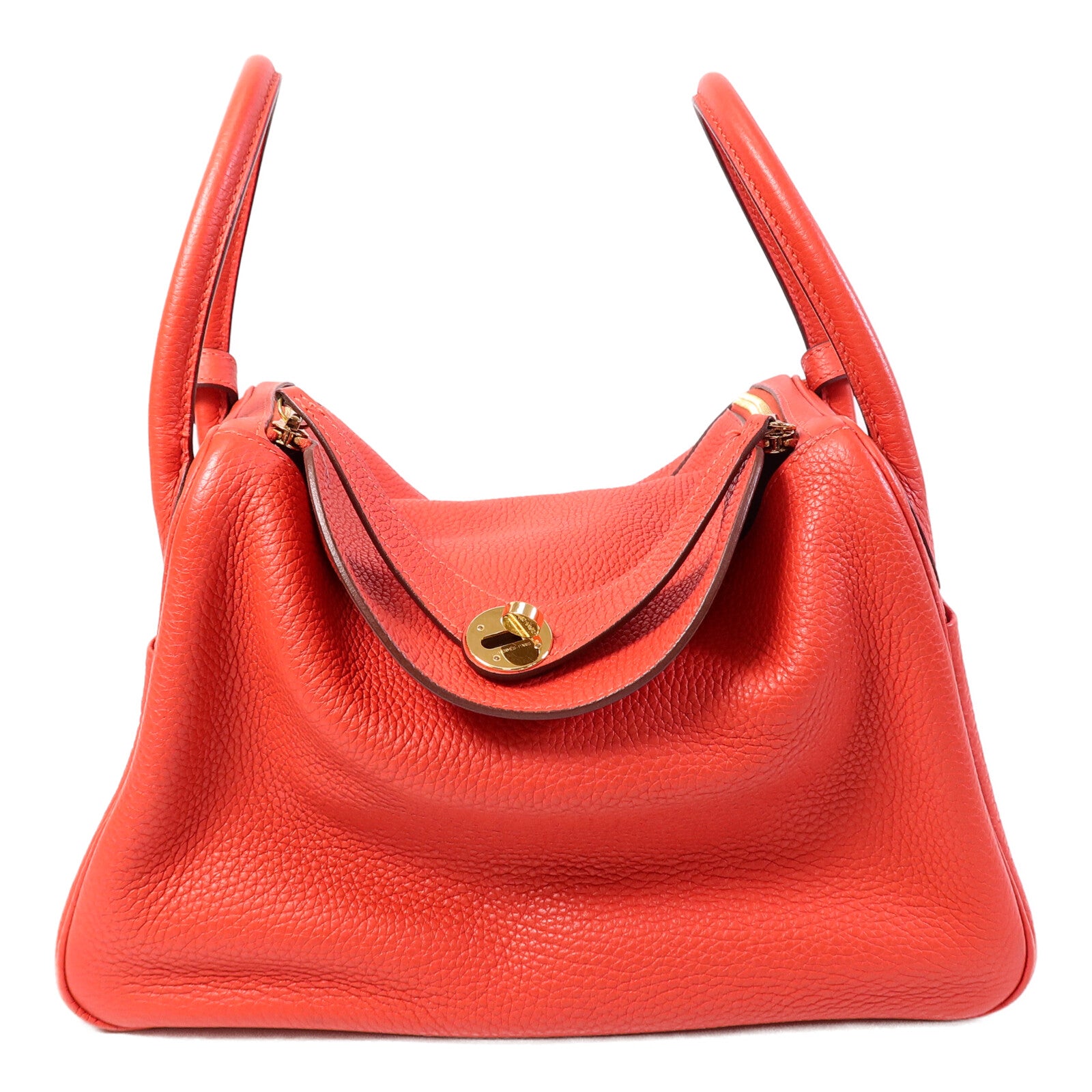 HERMES Clemence皮革Lindy 30肩背袋Rouge Tomate
