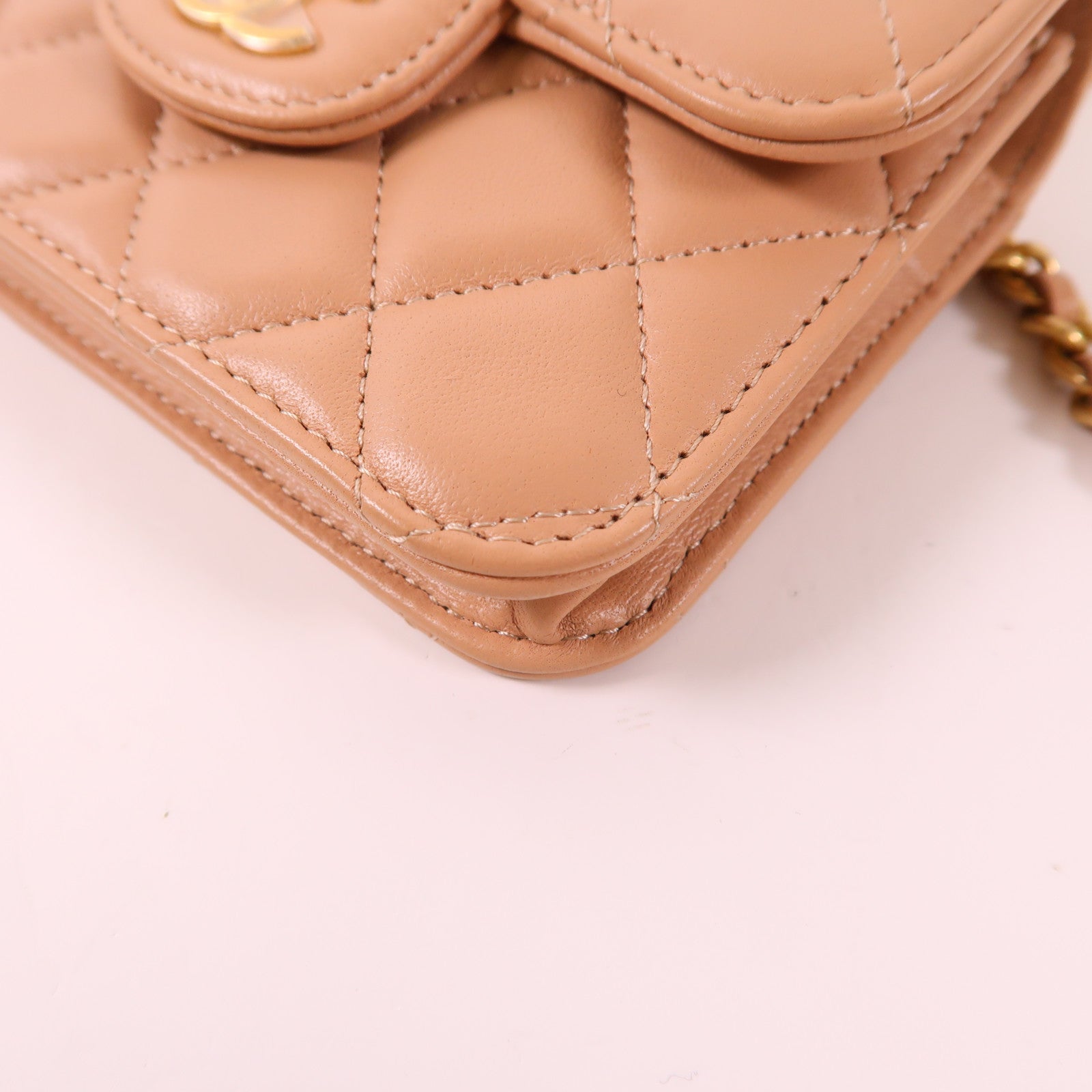 CHANEL 羊皮皮革Mini Top Handle金扣手挽肩背兩用袋