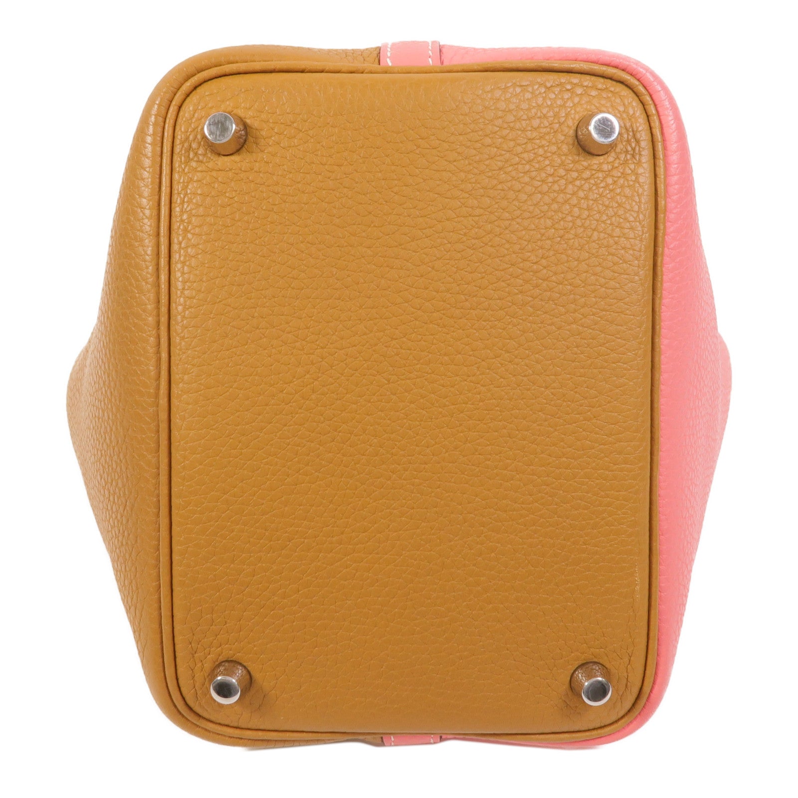 HERMES Clemence皮革Picotin PM手挽袋Rose Azalee/Sesame