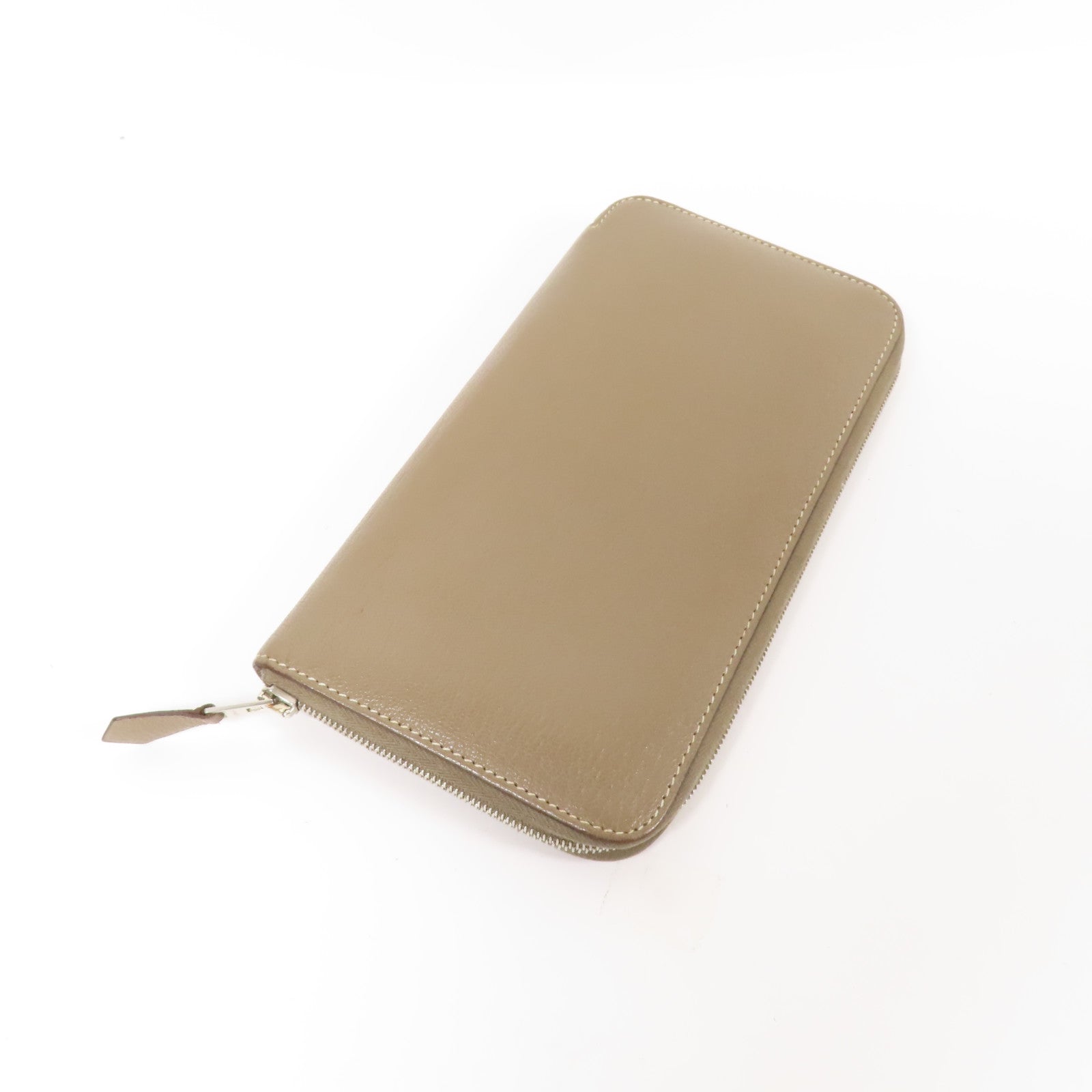 HERMES 【激減優惠】Chevre皮革Azap Wallet銀扣長錢包Etoupe