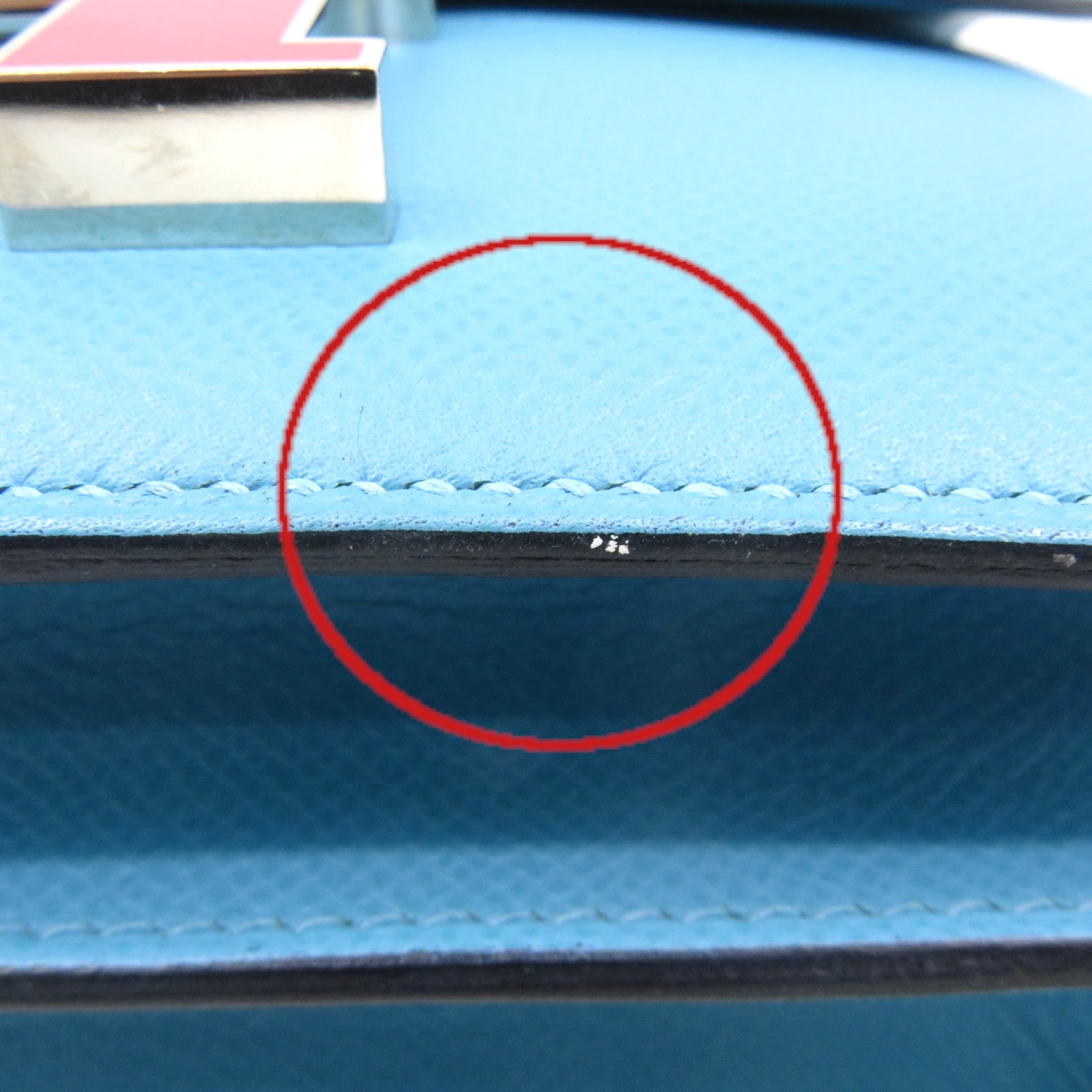 HERMES Epsom皮革Constance 24 Shoulder Bag银扣肩背袋Bleu De Nord蓝色