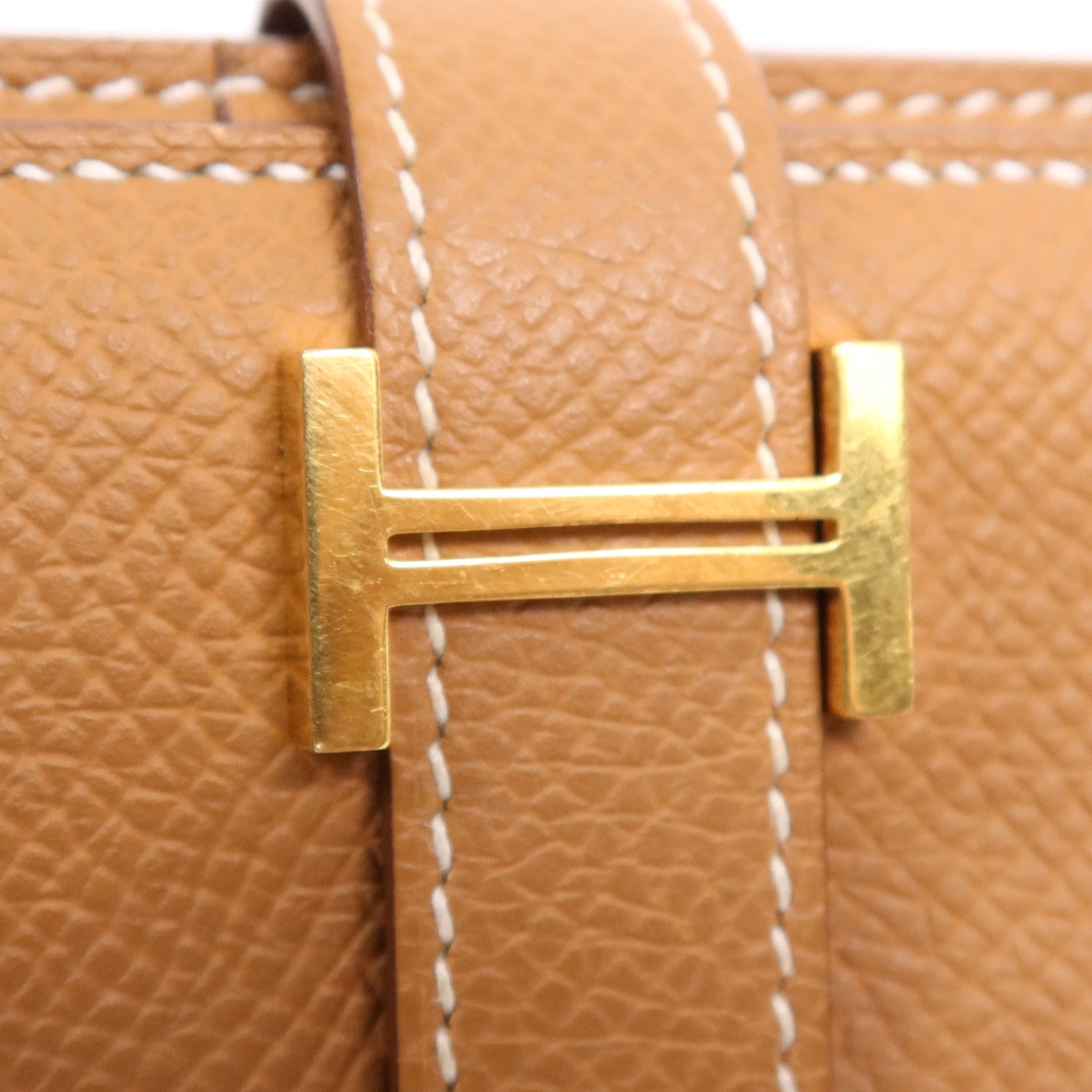 HERMES 【激減優惠】Epsom皮革Bearn W Snap Wallet金扣長錢包Gold
