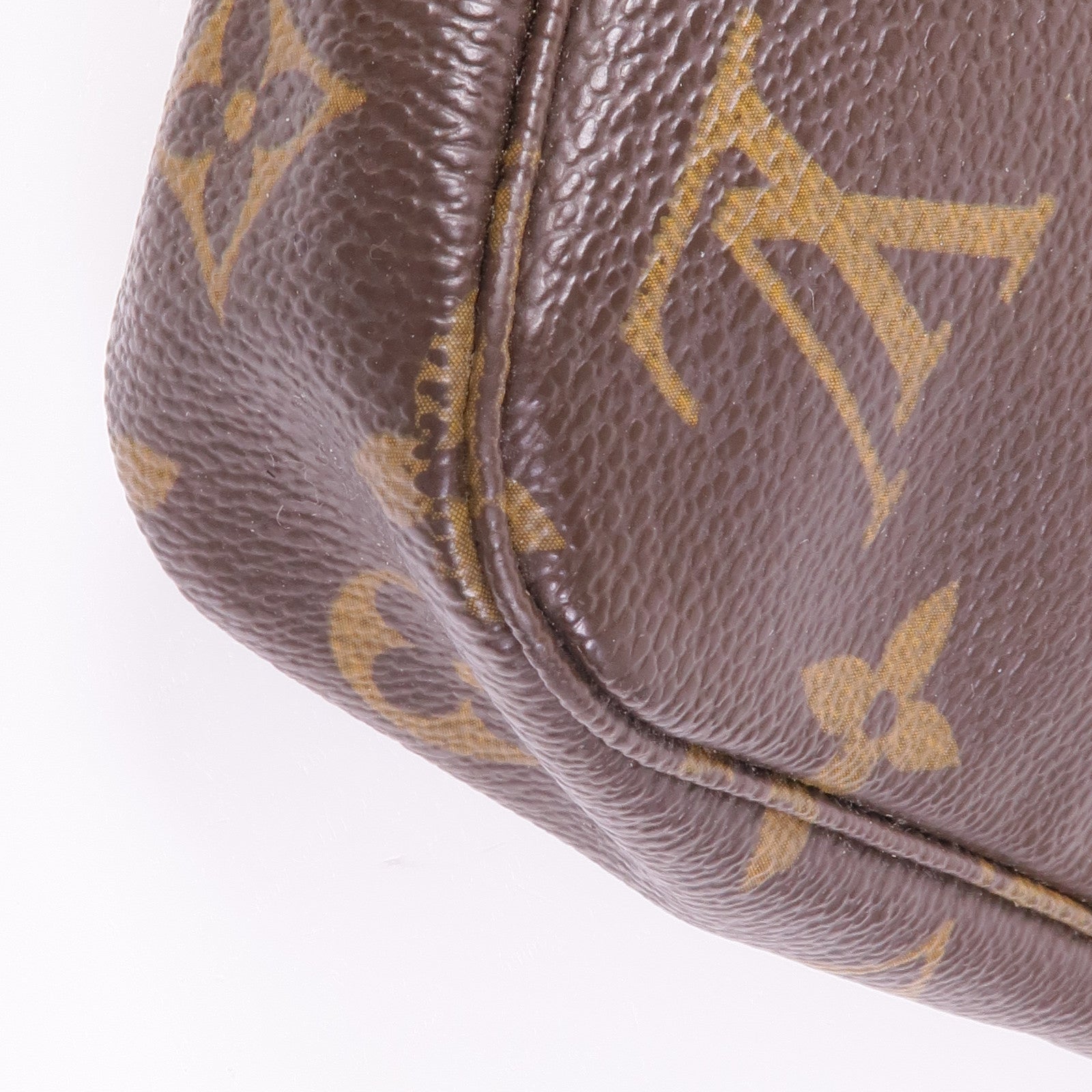 LOUIS VUITTON Monogram Pochette Accessoires金扣手挽袋棕色