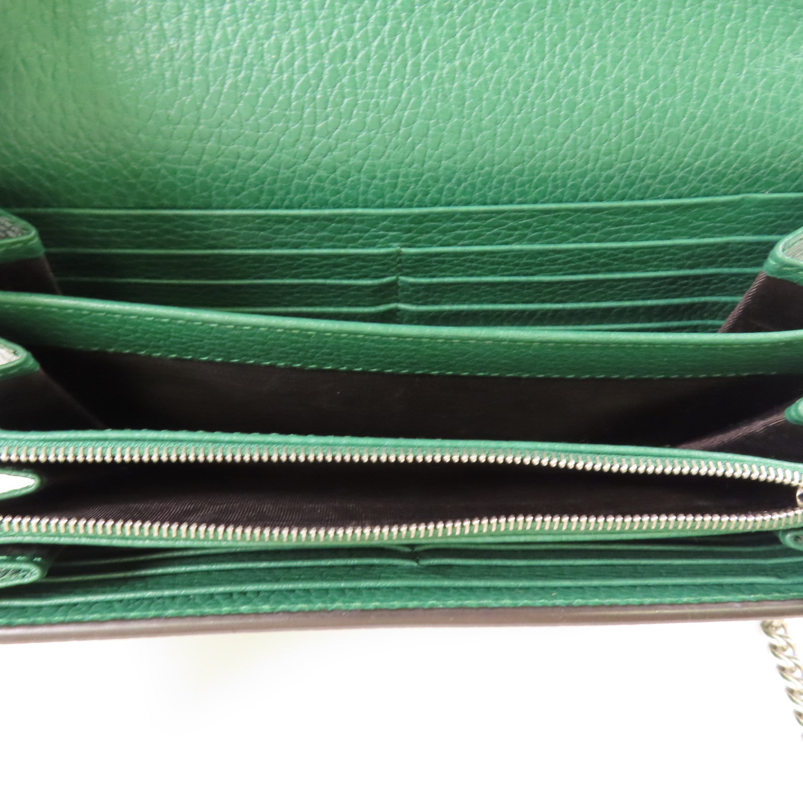 GUCCI GG Dionysus Chain Wallet Chain Shoulder Bag 401231 Calfskin Leather Green