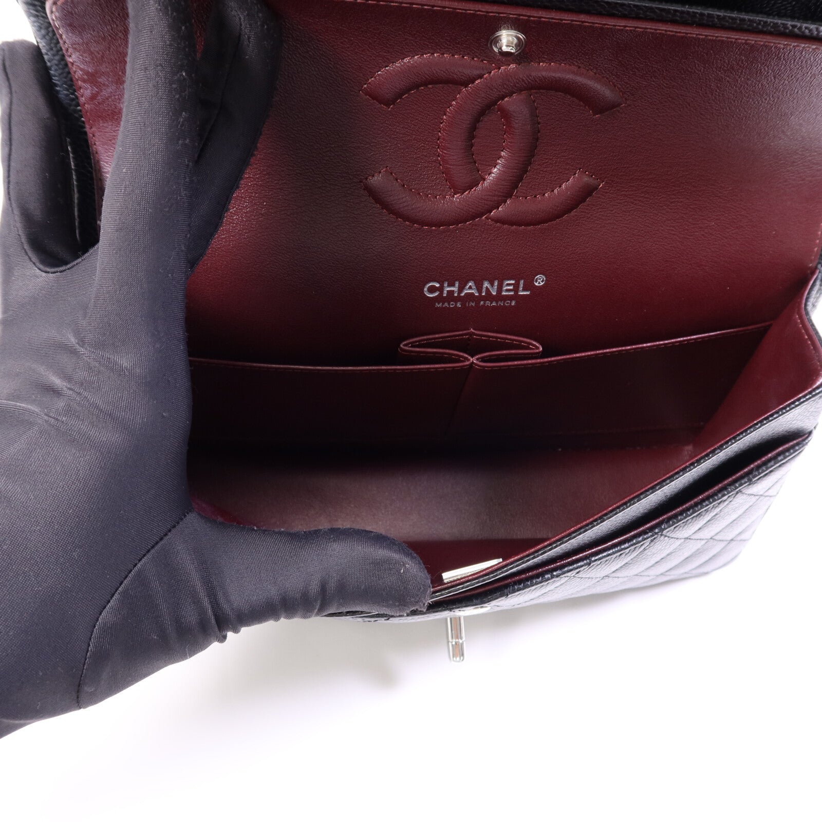 CHANEL 牛皮皮革Classic 25銀扣鏈帶肩背袋