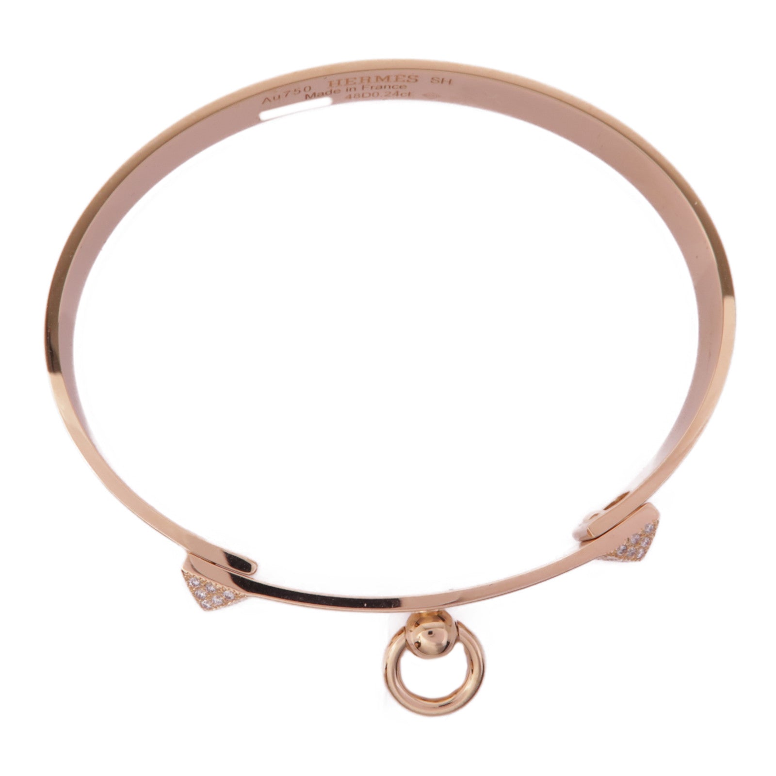 HERMES Collier de Chien Bracelet H115407B Diamond 18K Pink Gold Hermes#48